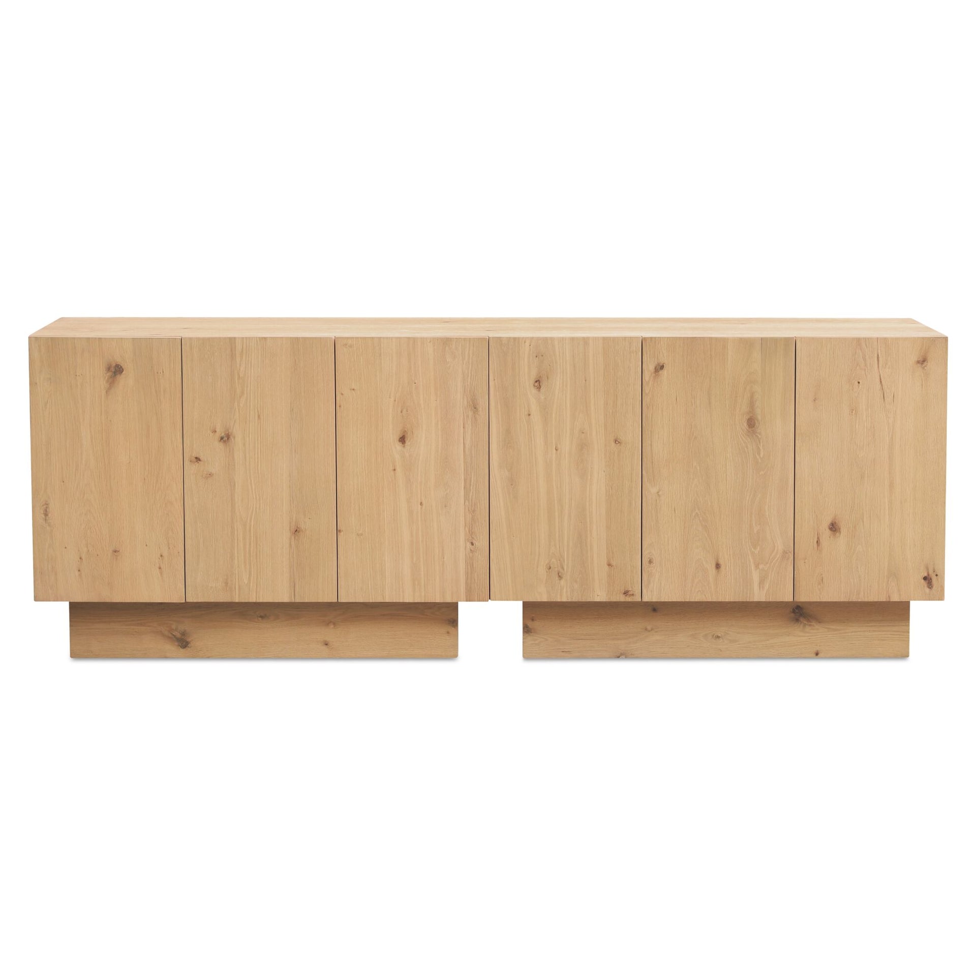 Lorinda Sideboard, Rectangular, Solid Oak With Rattan Doors, 3 Adjustable Shelves With Cable Management, Natural Finish