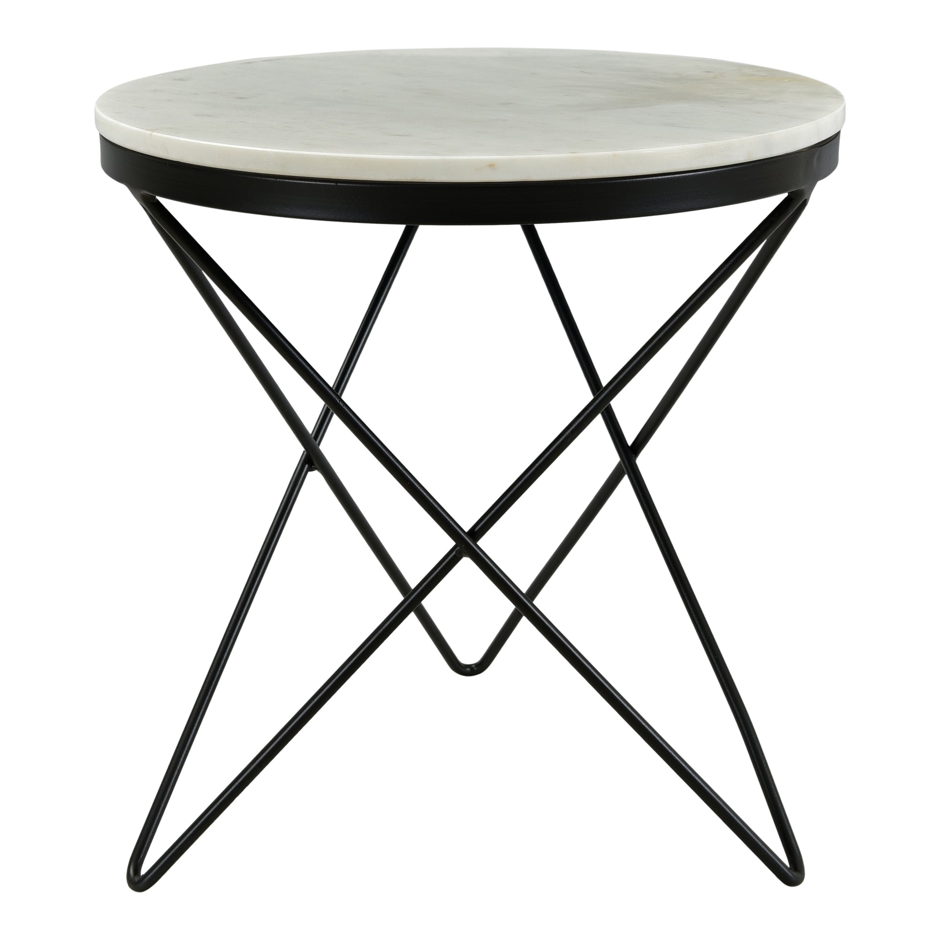 Linnea Marble Side Table - Sleek Black Base with Glam White Top