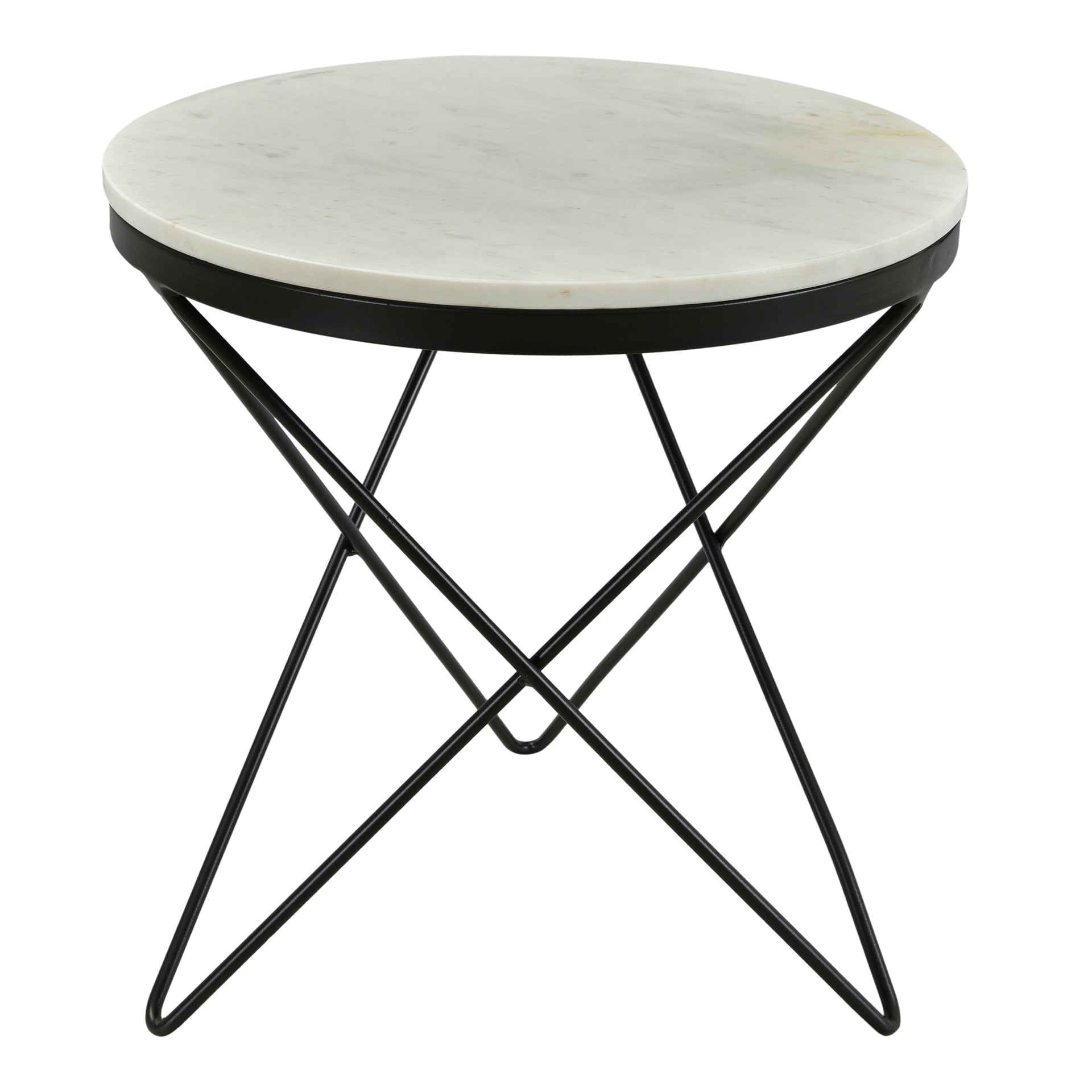 Linnea Marble Side Table - Sleek Black Base with Glam White Top