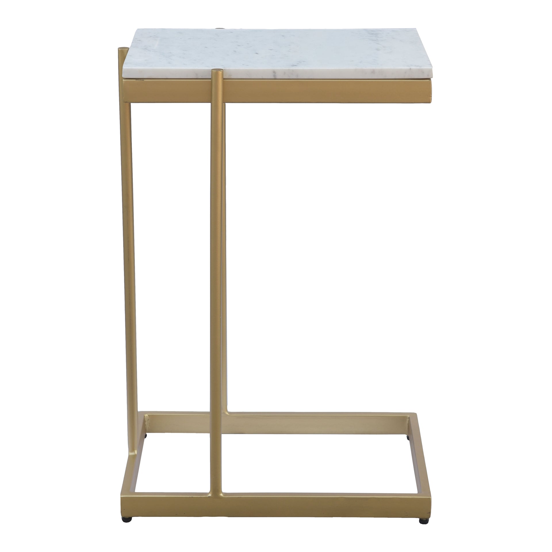 Tate - Luxurious White Marble C Table with Gold-Finished Iron Base
