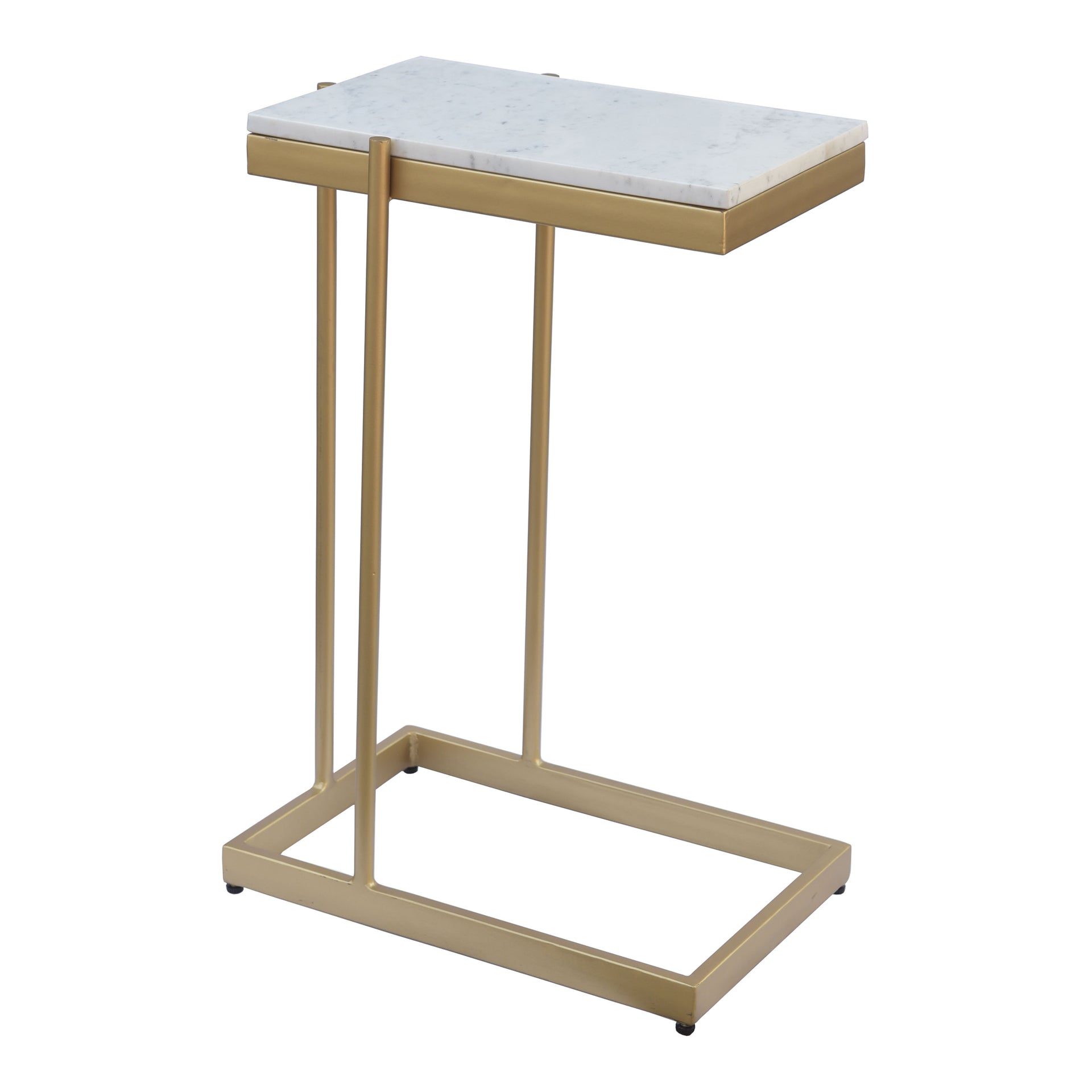 Tate - Luxurious White Marble C Table with Gold-Finished Iron Base