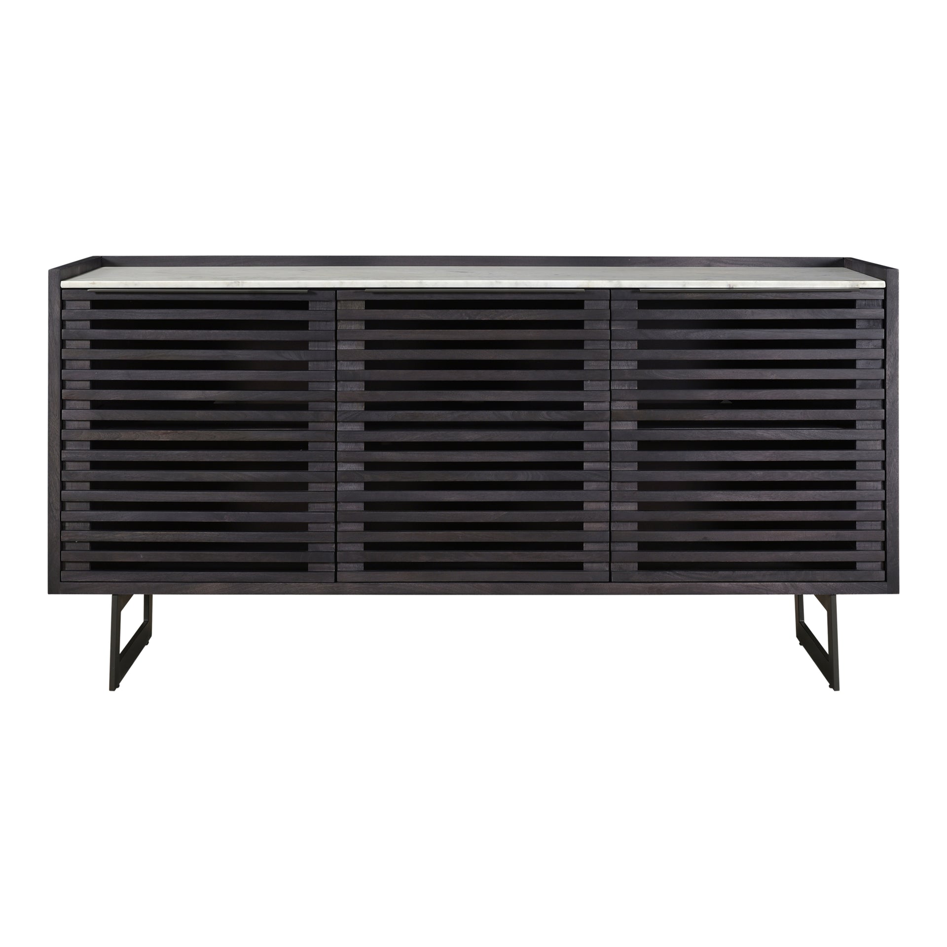Contemporary Ozias Sideboard - Marble Top with Solid Mango Wood Cabinetry & Steel Legs