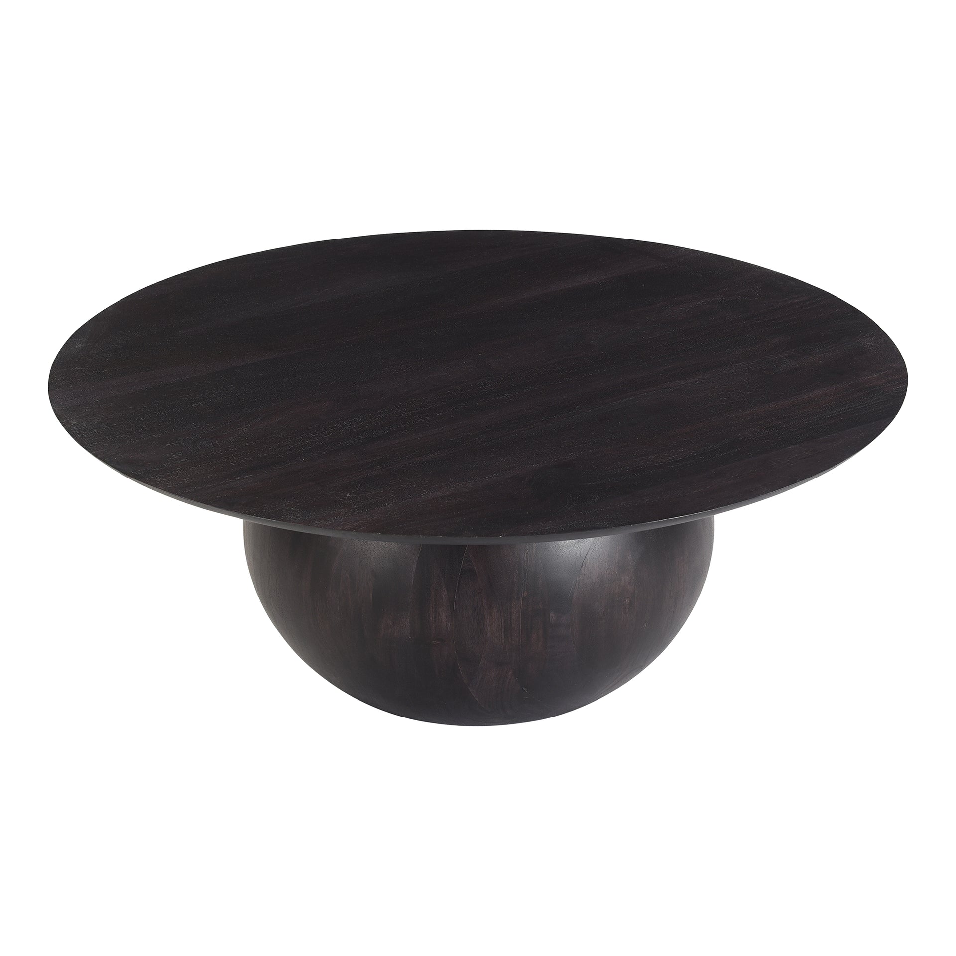 Pia Coffee Table, Round, Solid Acacia Wood, Handcrafted Rustic Centerpiece with Natural Wood Grain & Knots, Small, Black
