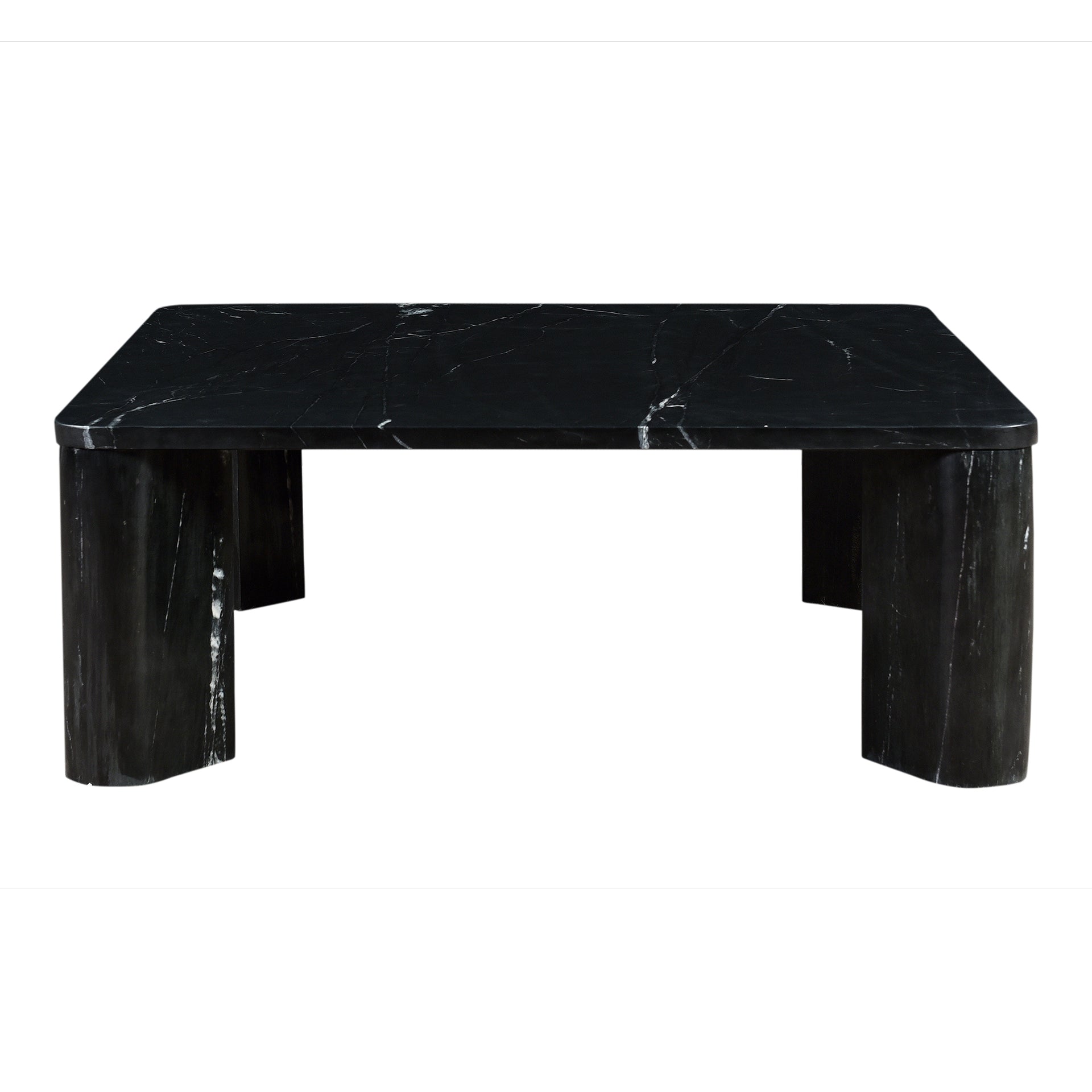 Philip Coffee Table, Solid Black Marine Marble, Square Design, Black