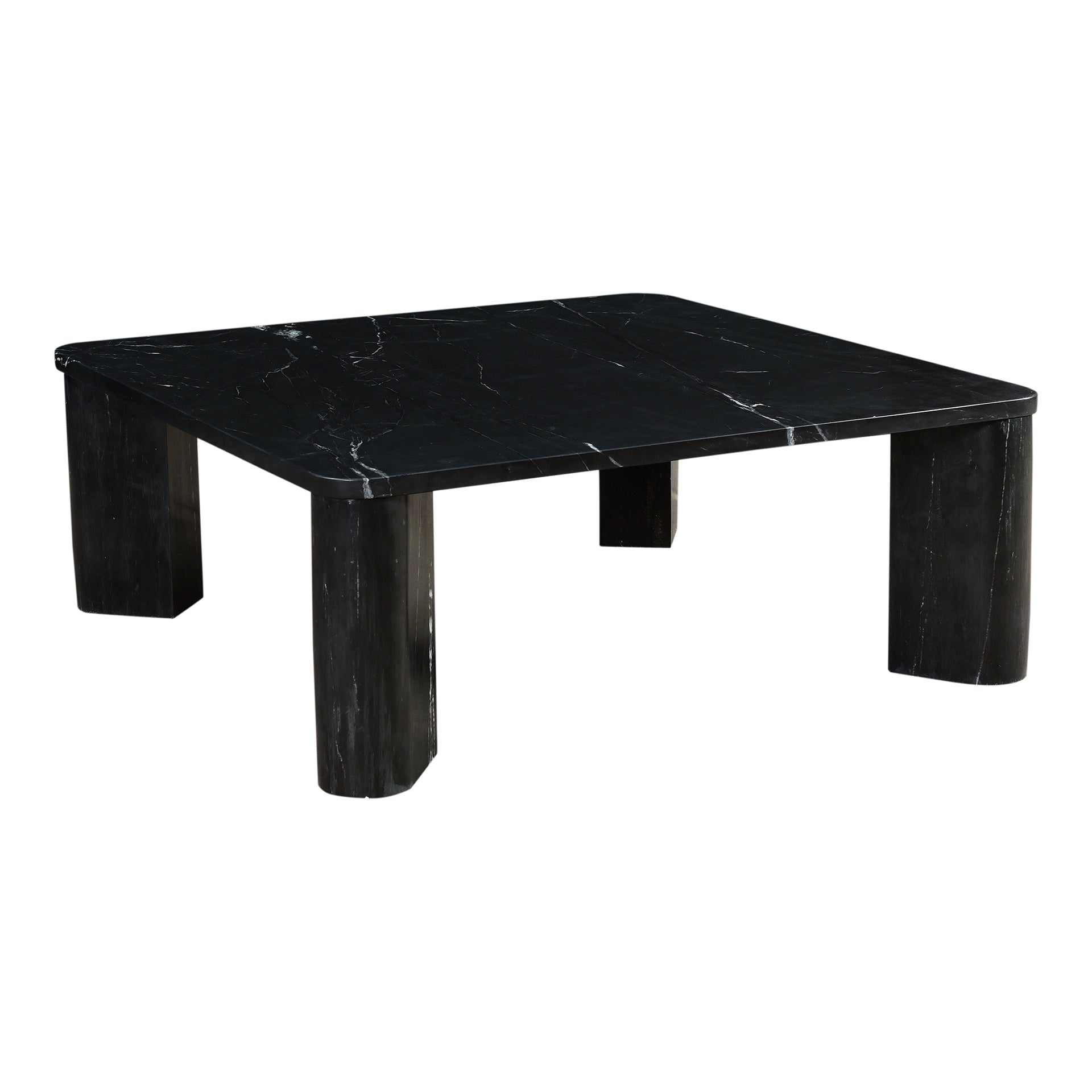Philip Coffee Table, Solid Black Marine Marble, Square Design, Black