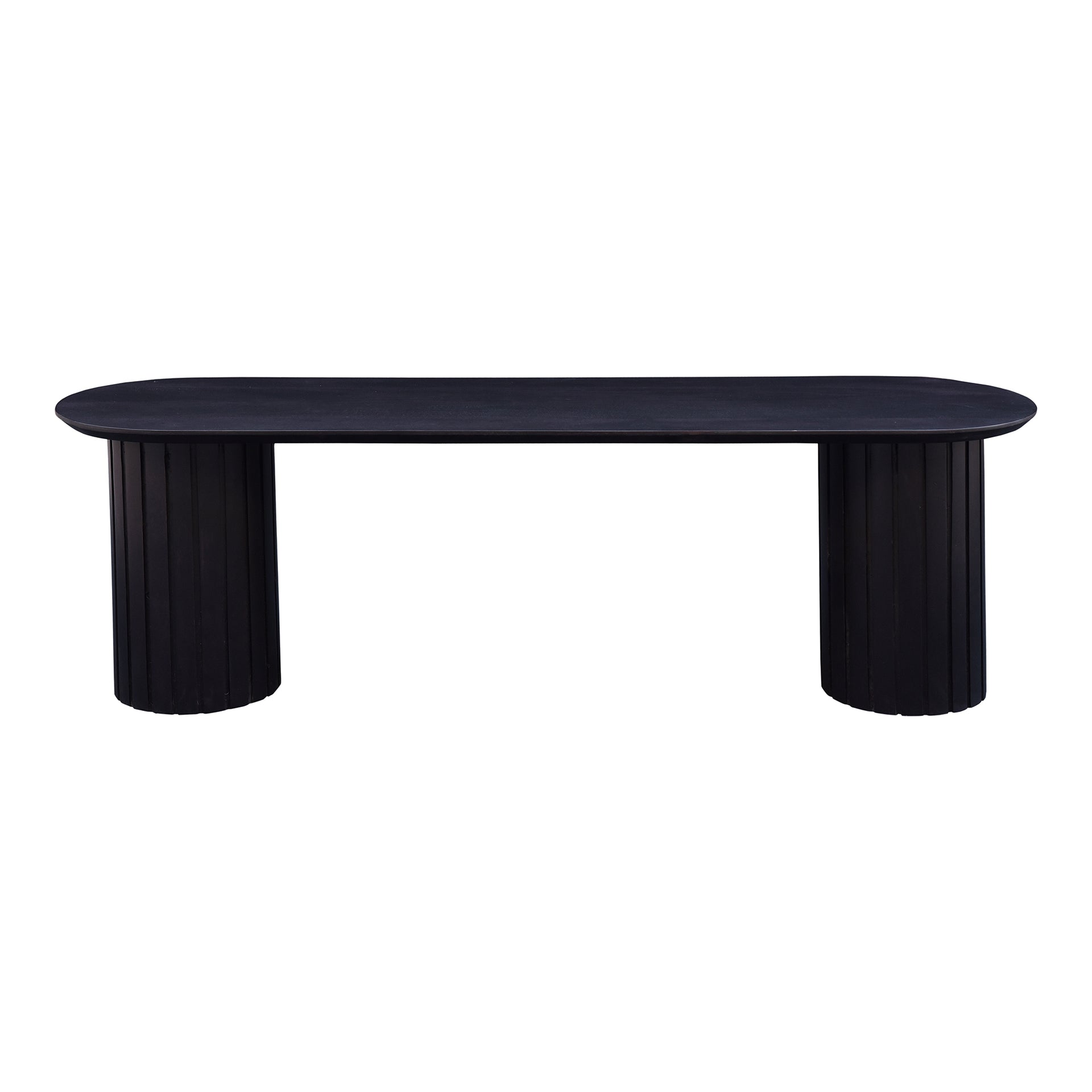 Tatiana Dining Bench, Solid Acacia Wood, Oval Seat, 3-Seater, Black Semi-Gloss Finish
