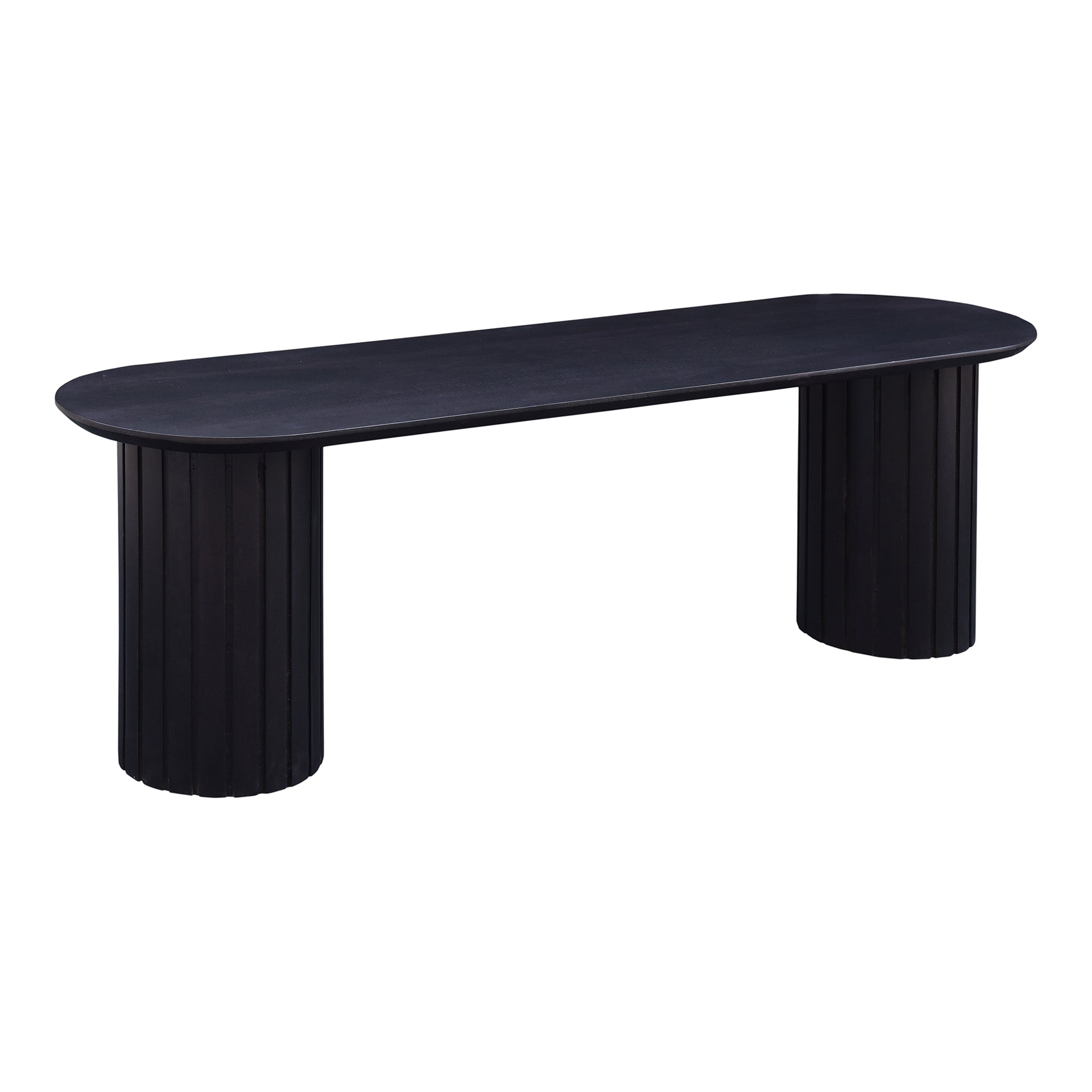 Tatiana Dining Bench, Solid Acacia Wood, Oval Seat, 3-Seater, Black Semi-Gloss Finish