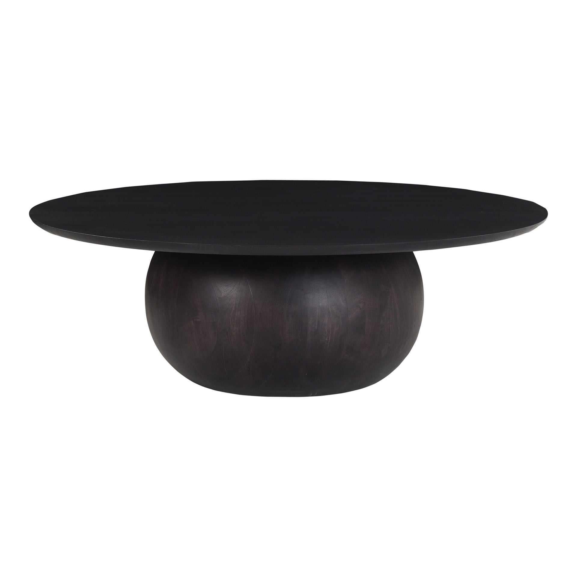 Pia Coffee Table, Solid Acacia Wood, Rustic Round Design, Black