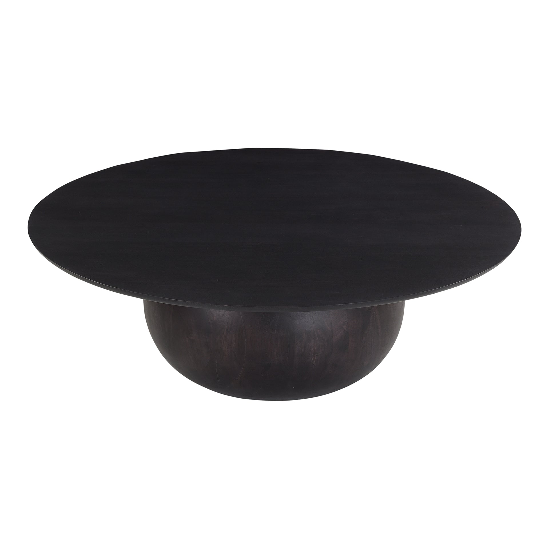 Pia Coffee Table, Solid Acacia Wood, Rustic Round Design, Black