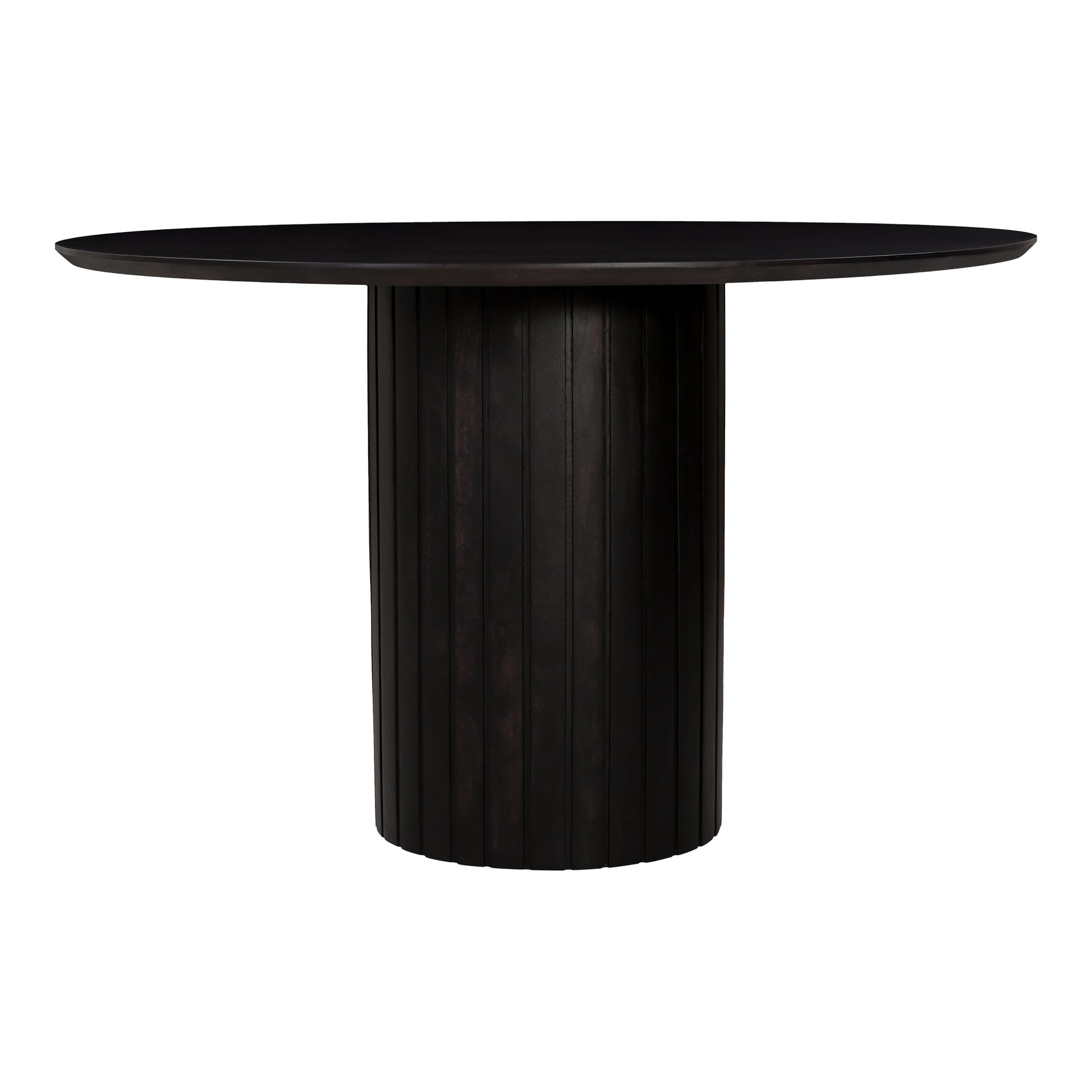 Tatiana Round Dining Table, Solid Acacia Wood, Blackened Semi-Gloss Finish, Seats 4