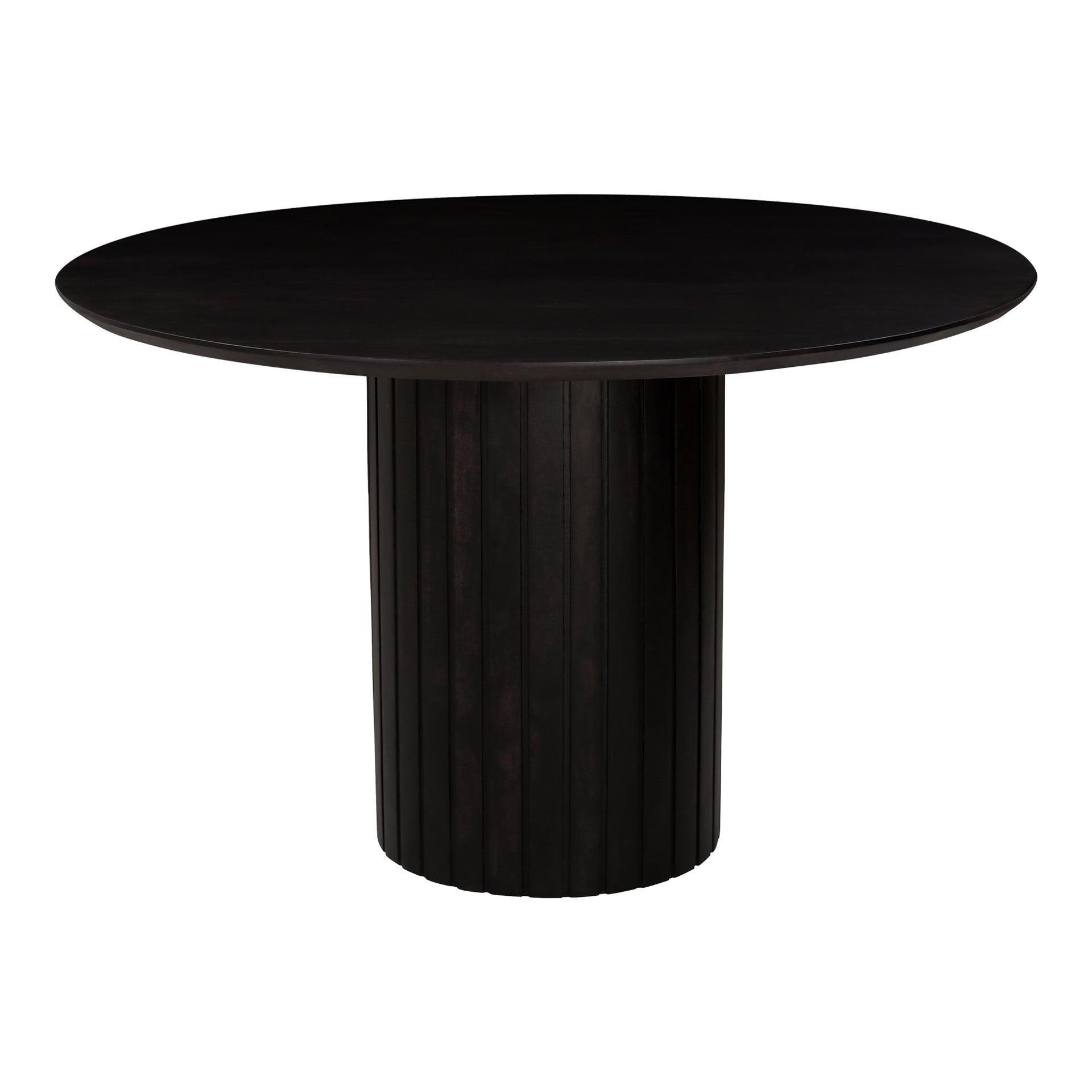 Tatiana Round Dining Table, Solid Acacia Wood, Blackened Semi-Gloss Finish, Seats 4