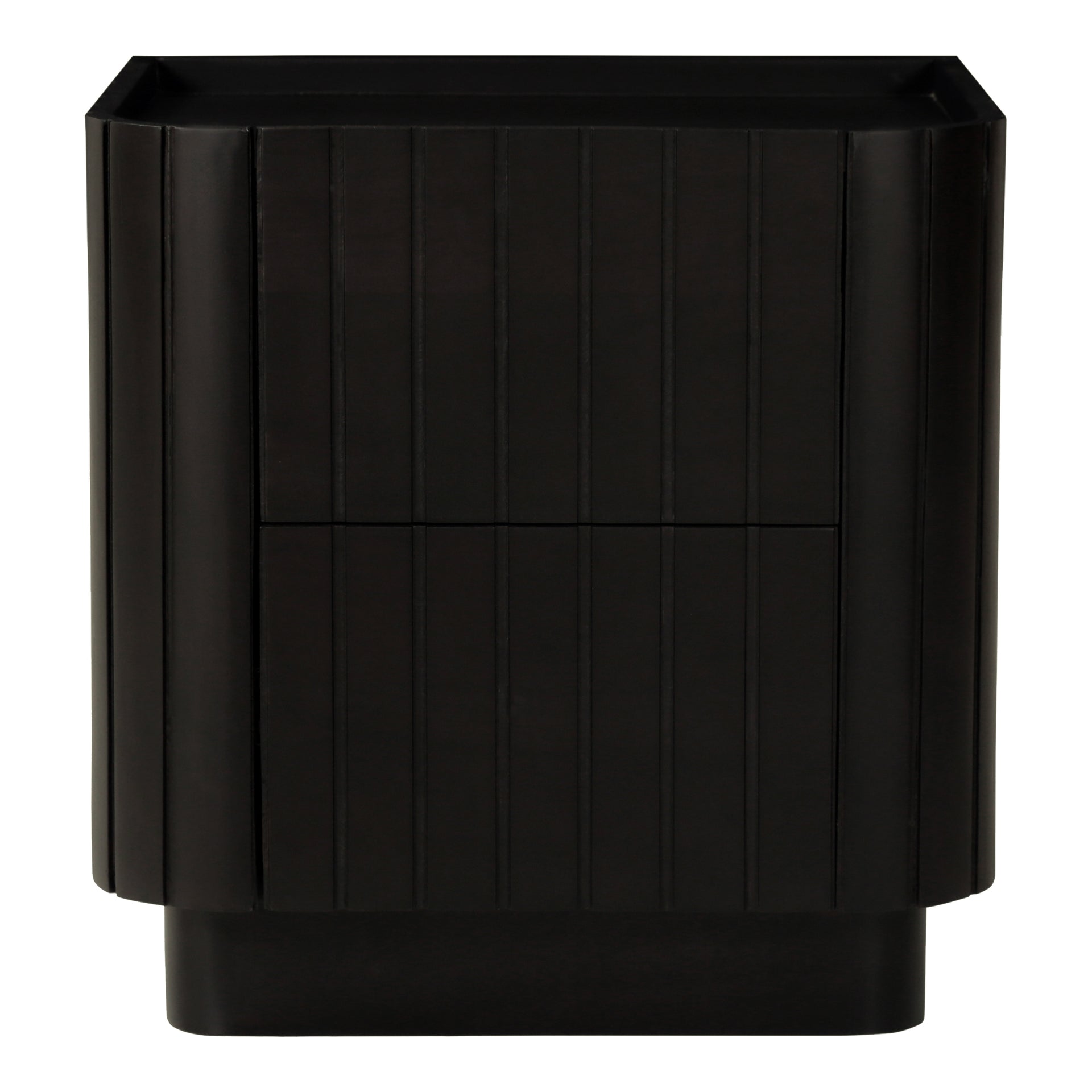 Tatiana Nightstand, Solid Acacia Wood with Matte Black Finish, 2-Drawer, Black