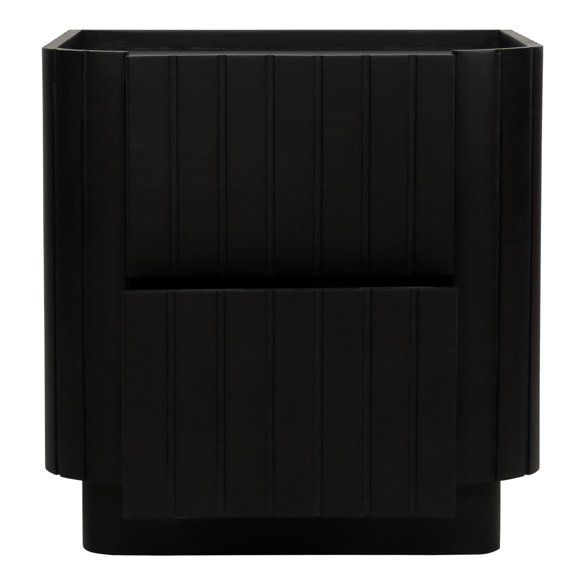 Tatiana Nightstand, Solid Acacia Wood with Matte Black Finish, 2-Drawer, Black