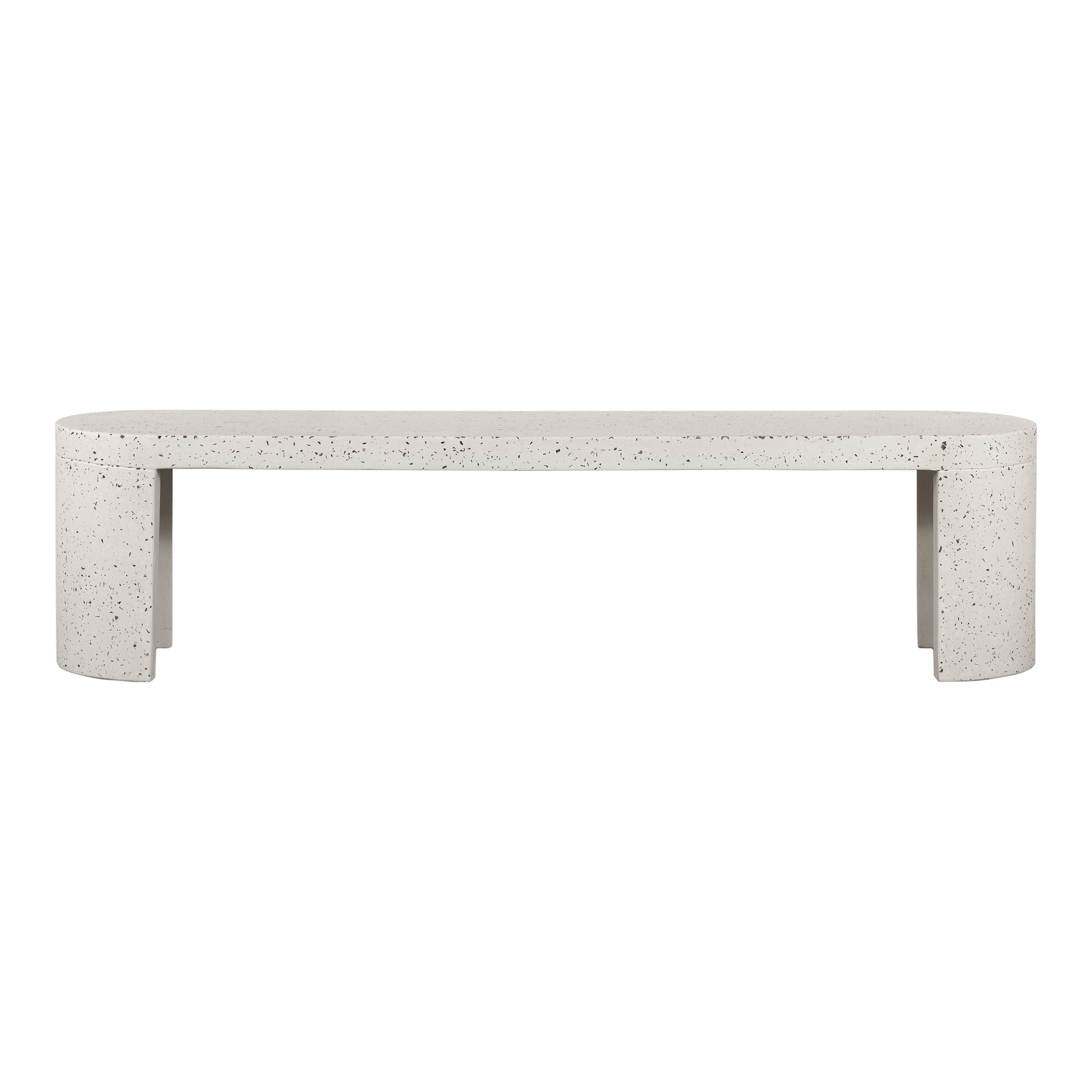 Vada Bench, Solid Greystone Terrazzo Cement Construction, Seats 3, Light Grey