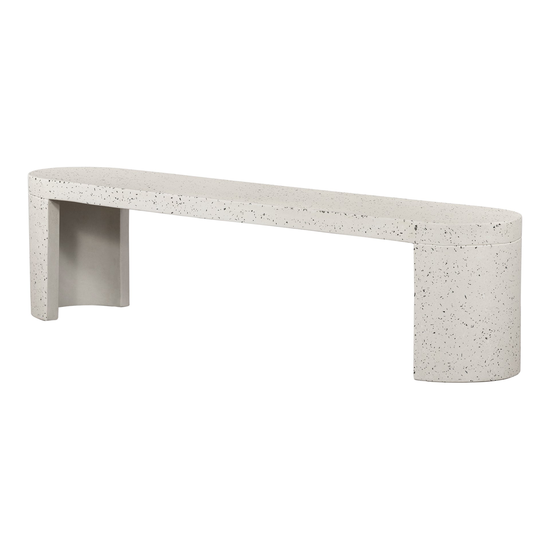 Vada Bench, Solid Greystone Terrazzo Cement Construction, Seats 3, Light Grey