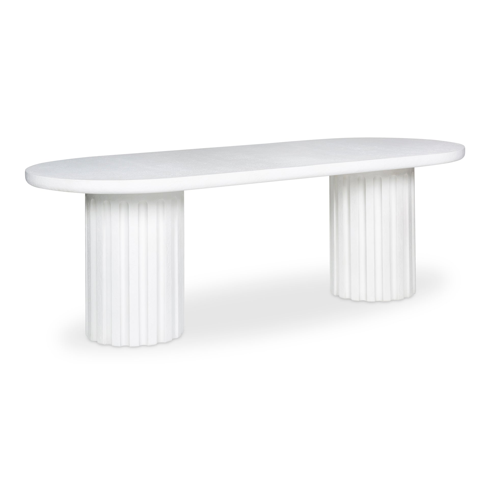 Gulliver Dining Table, Fiberglass Reinforced Concrete, Steel Base, White