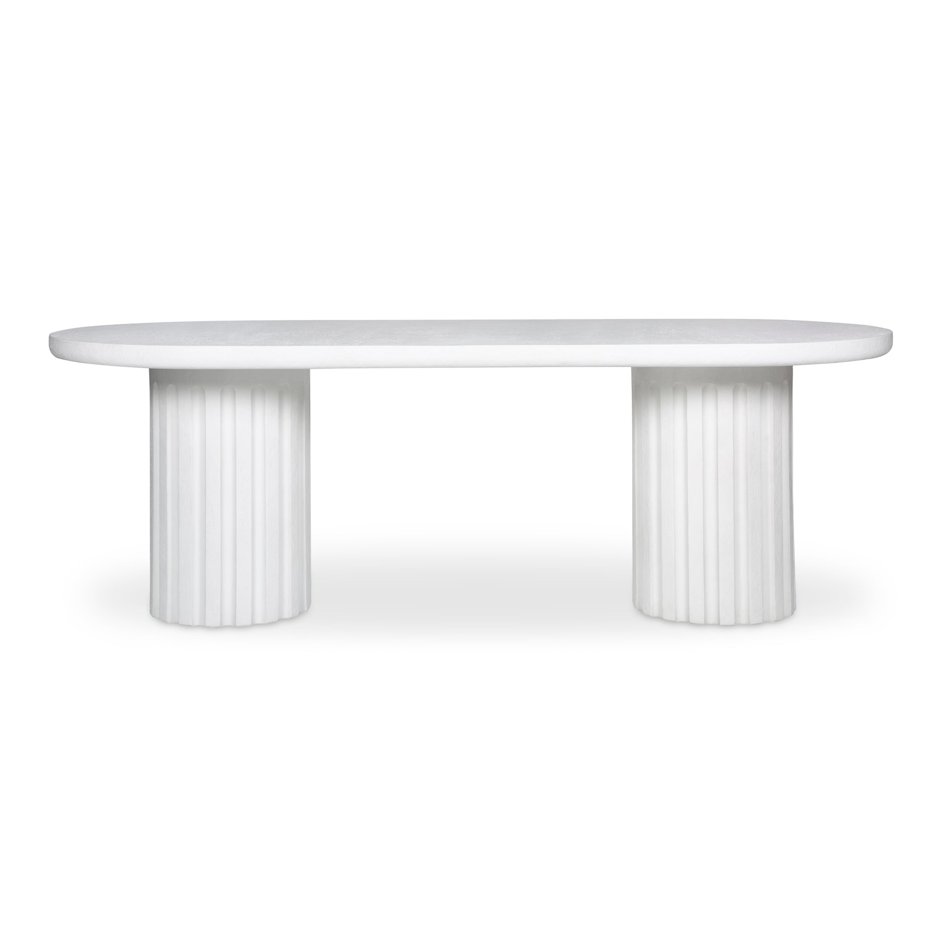Gulliver Dining Table, Fiberglass Reinforced Concrete, Steel Base, White
