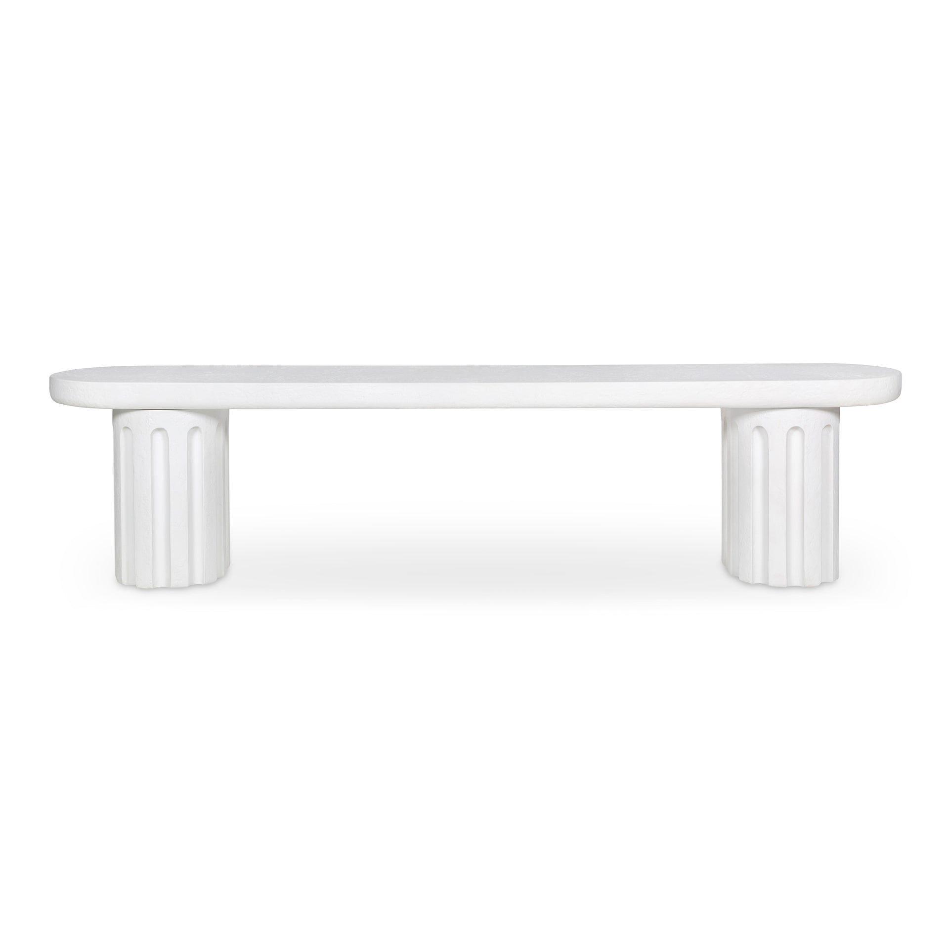 Gulliver Dining Bench, Fiberglass Reinforced Concrete, Steel Base, White