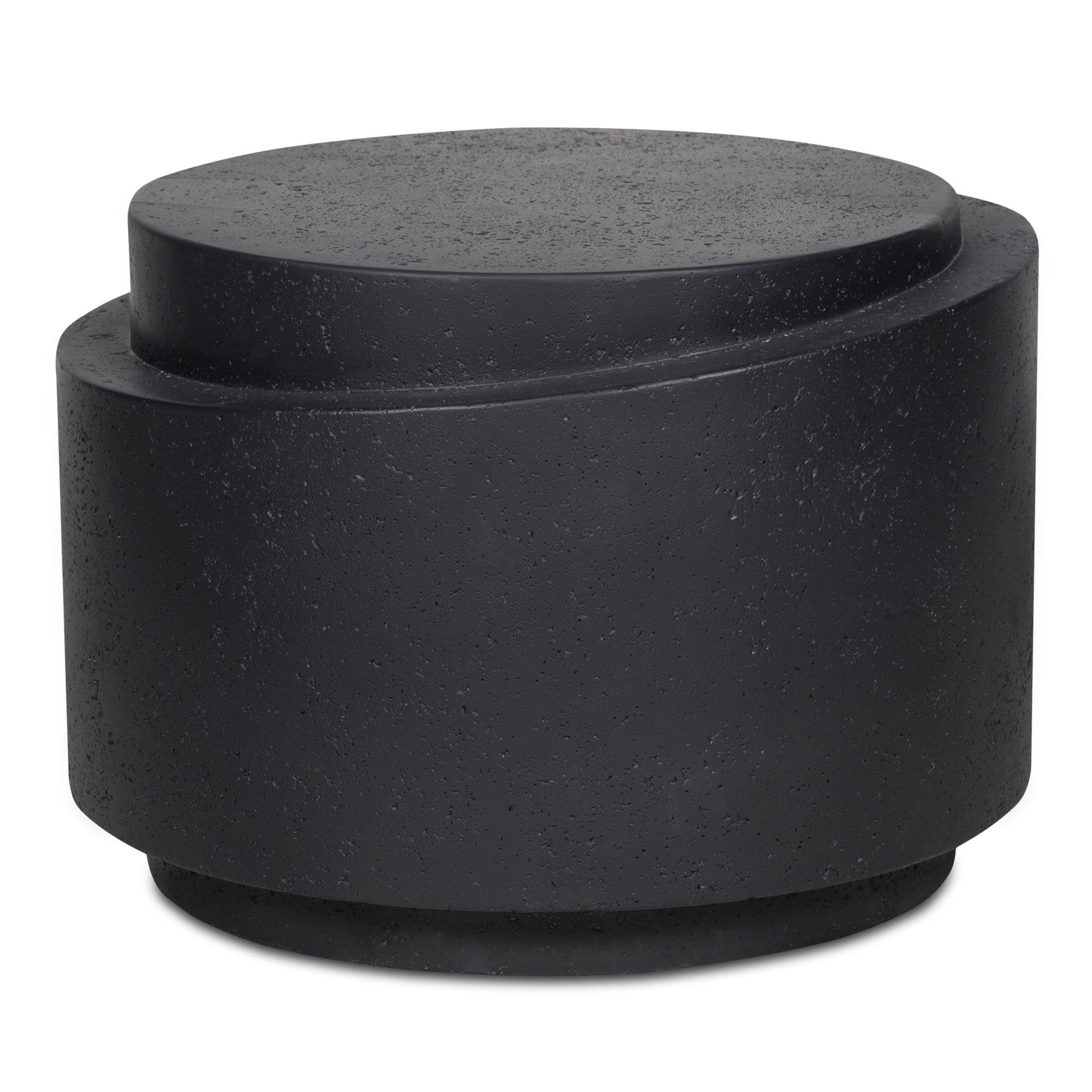 Blair, Accent Table, Concrete and Stone, Organic Porous Finish, Black