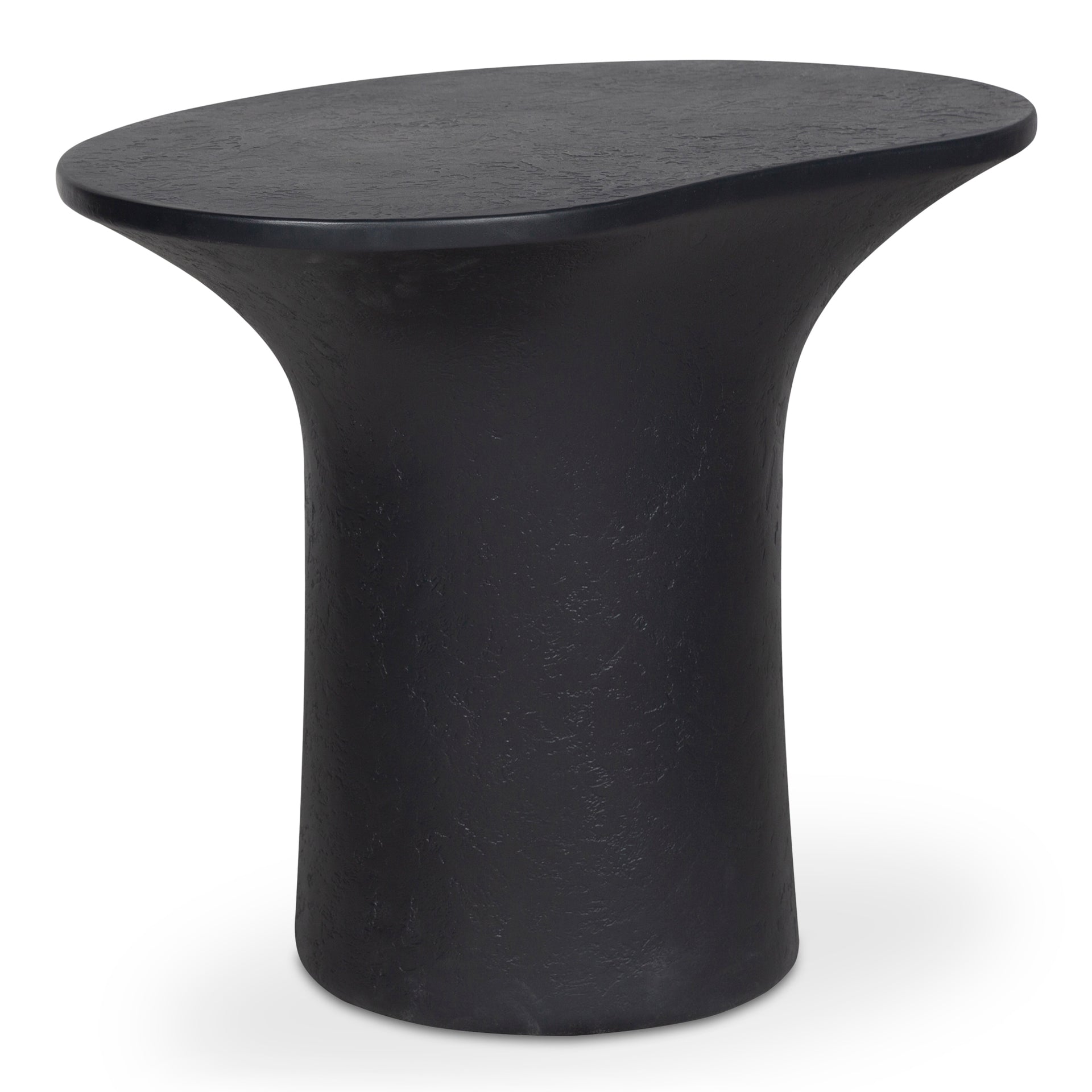 Hebe, Outdoor Accent Table, Fiberglass Reinforced Concrete, Freeform Top, Black