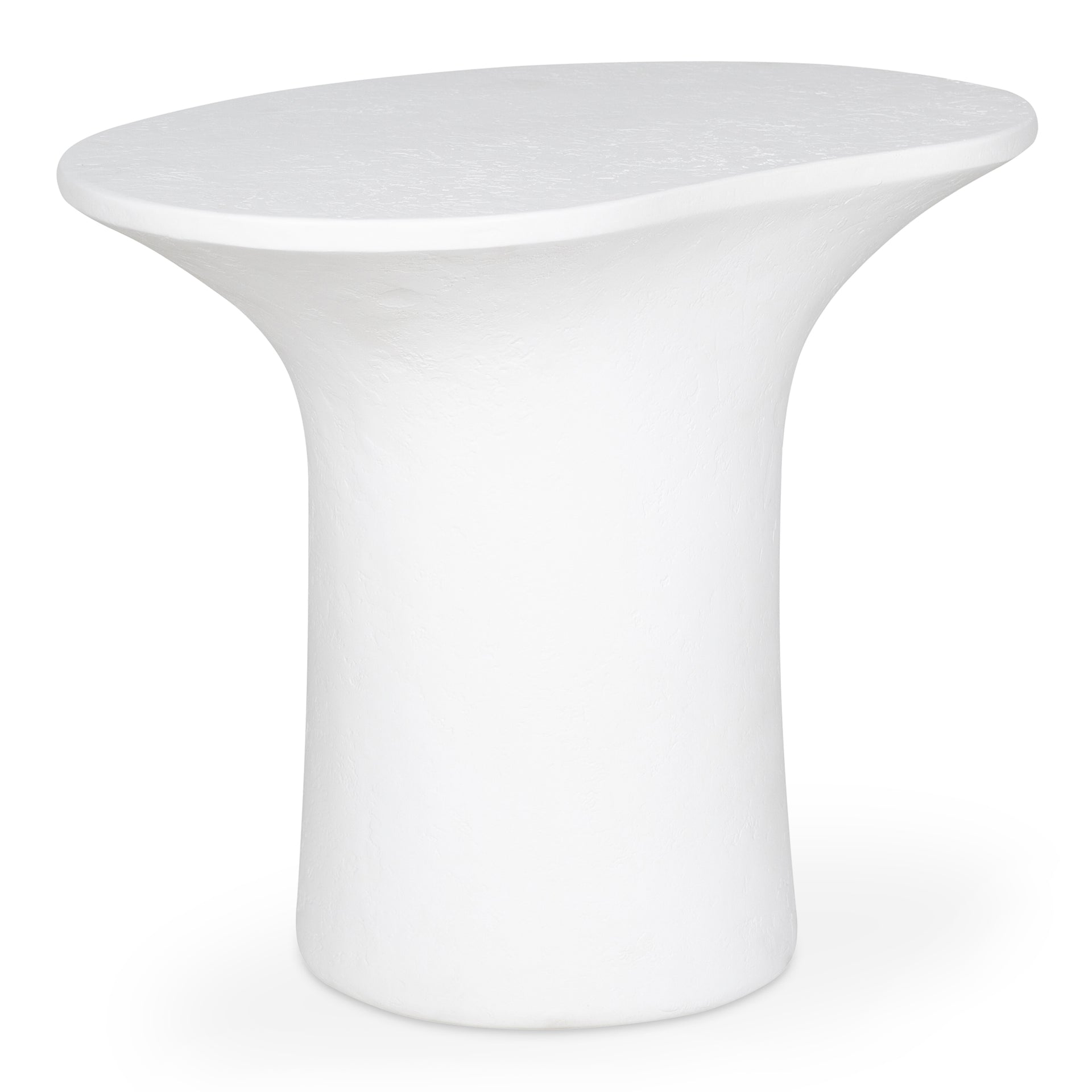 Hebe, Outdoor Accent Table, Fiberglass Reinforced Concrete, Freeform Top, White