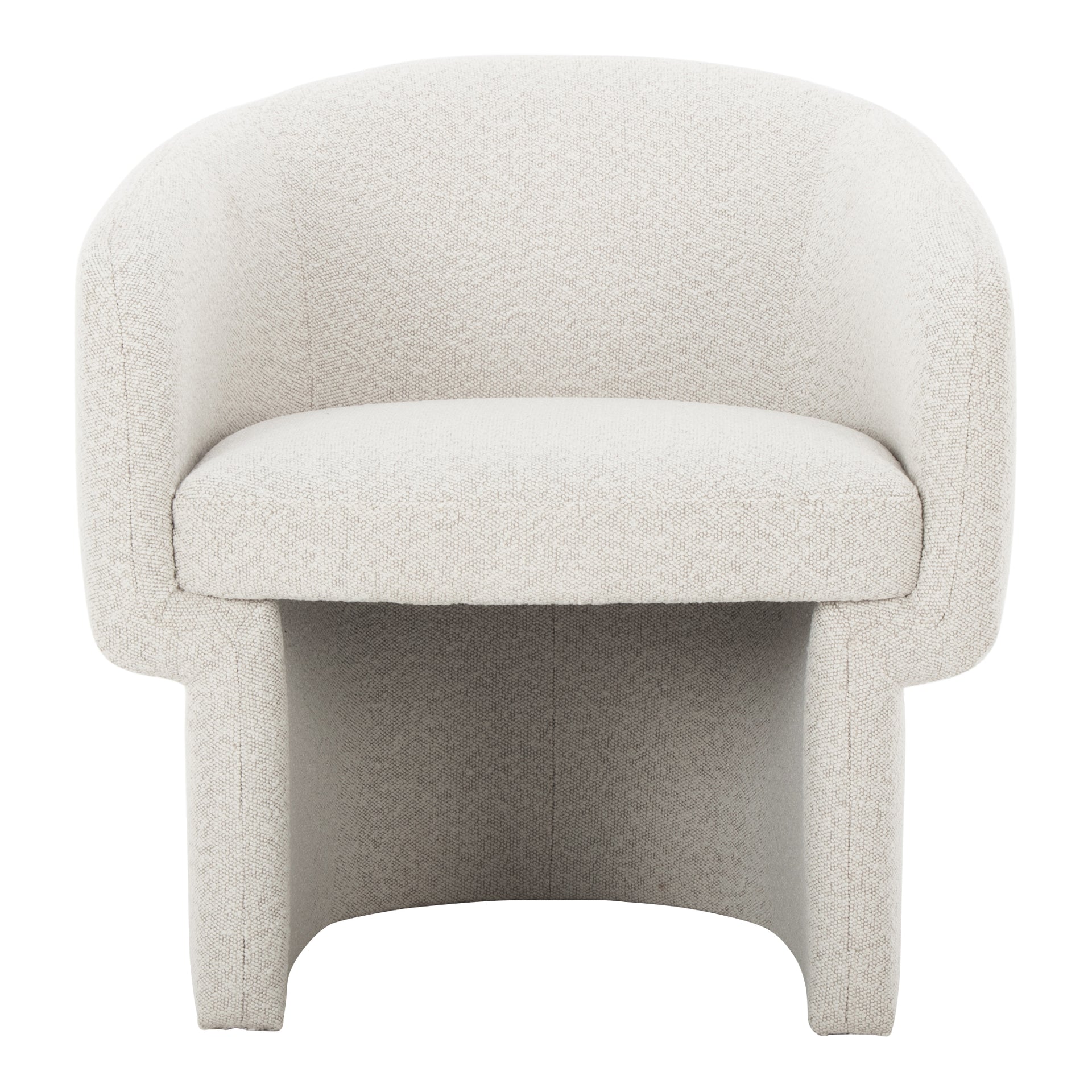 Sylvie Accent Chair, Art Deco Curved Design, Recycled Polyester Upholstery, Oyster White