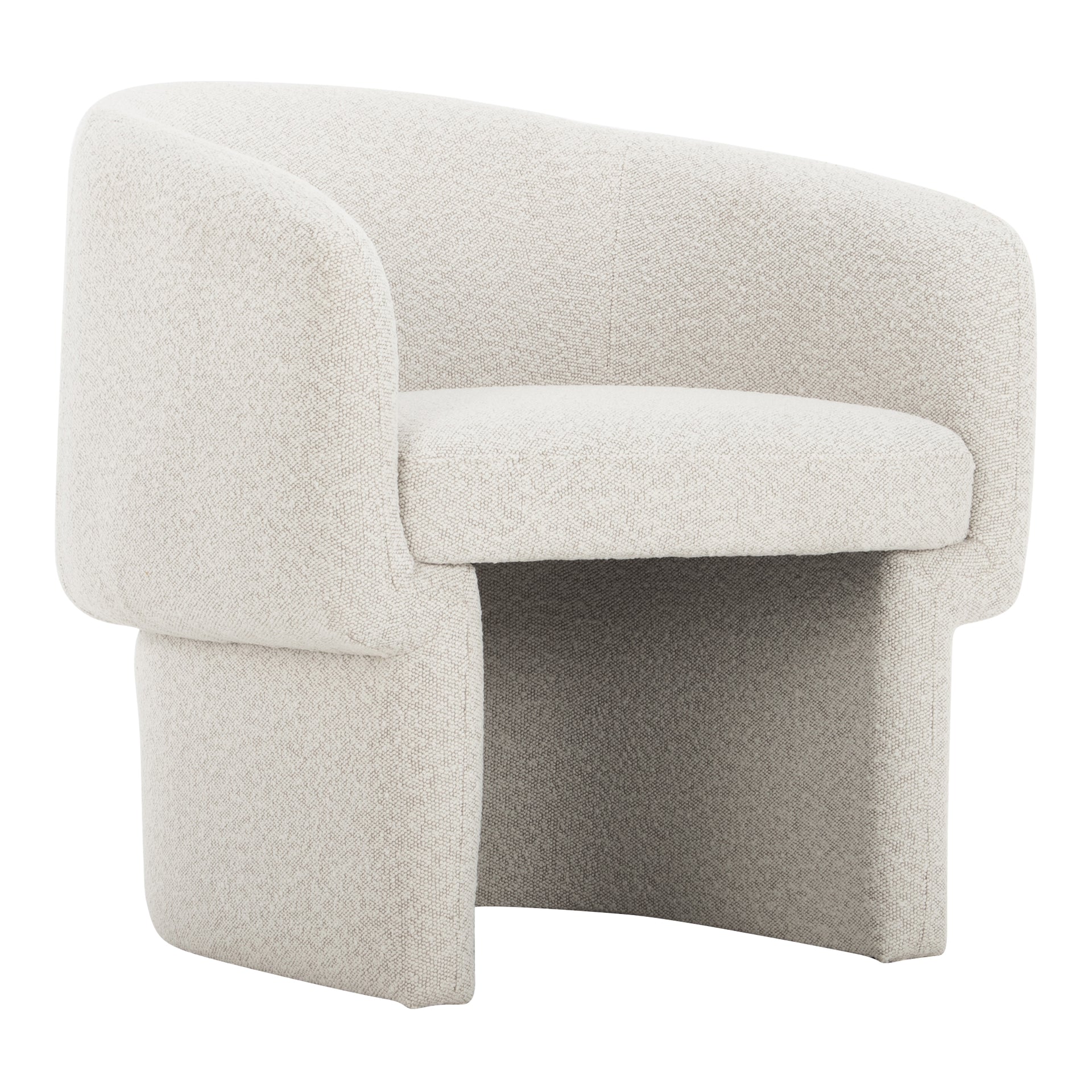 Sylvie Accent Chair, Art Deco Curved Design, Recycled Polyester Upholstery, Oyster White
