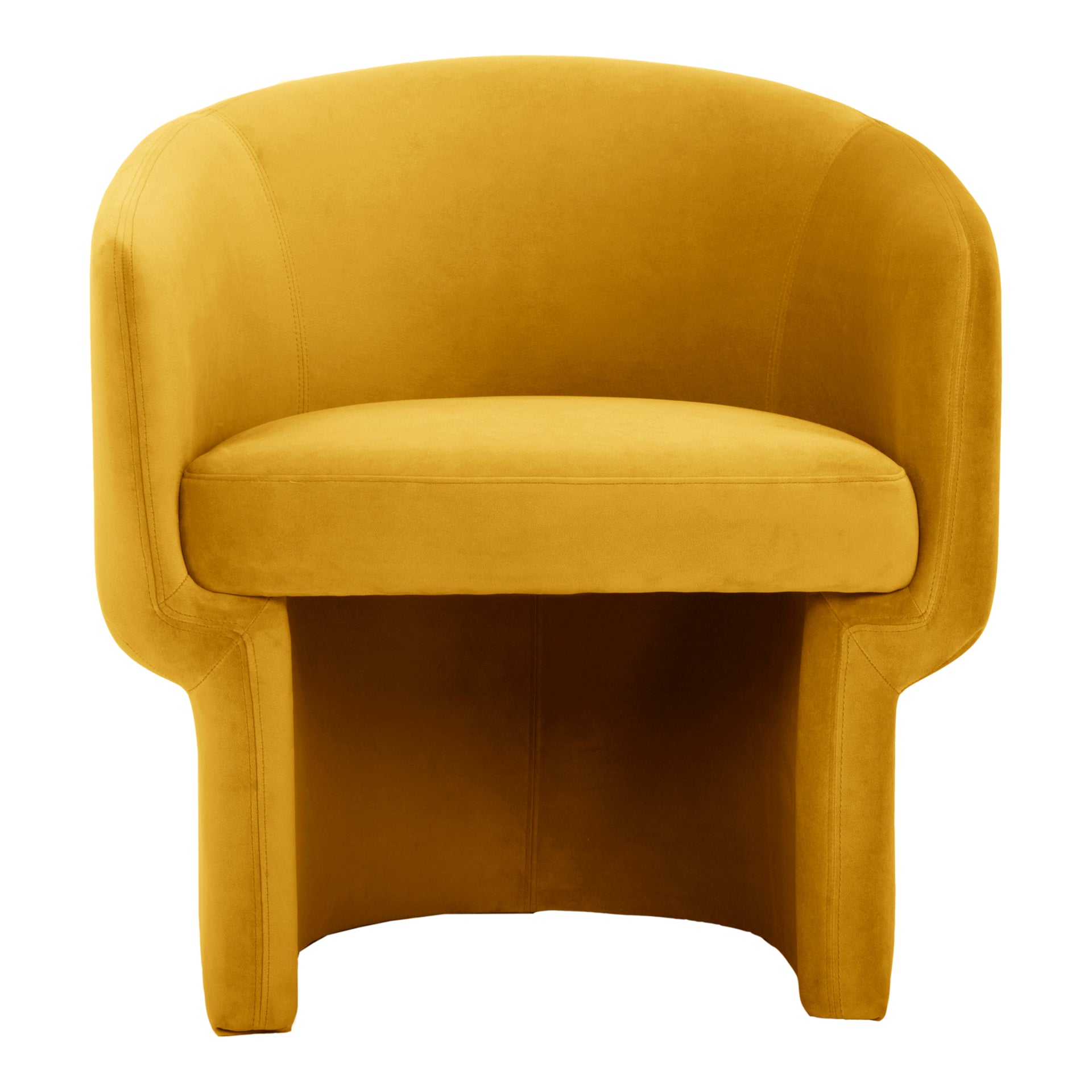 Sylvie Accent Chair, Velvety 100% Polyester Upholstery, Curved Design, Yellow