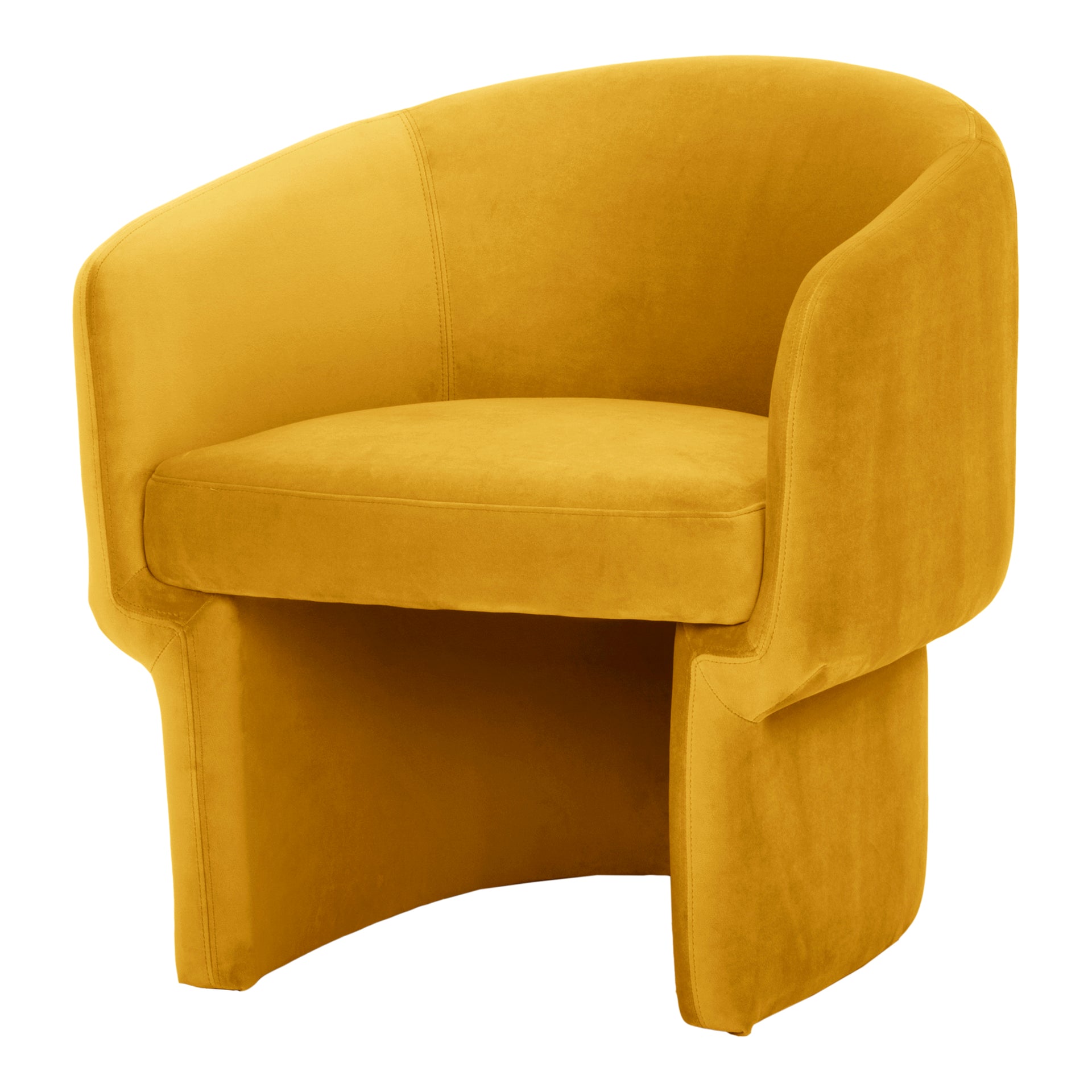 Sylvie Accent Chair, Velvety 100% Polyester Upholstery, Curved Design, Yellow