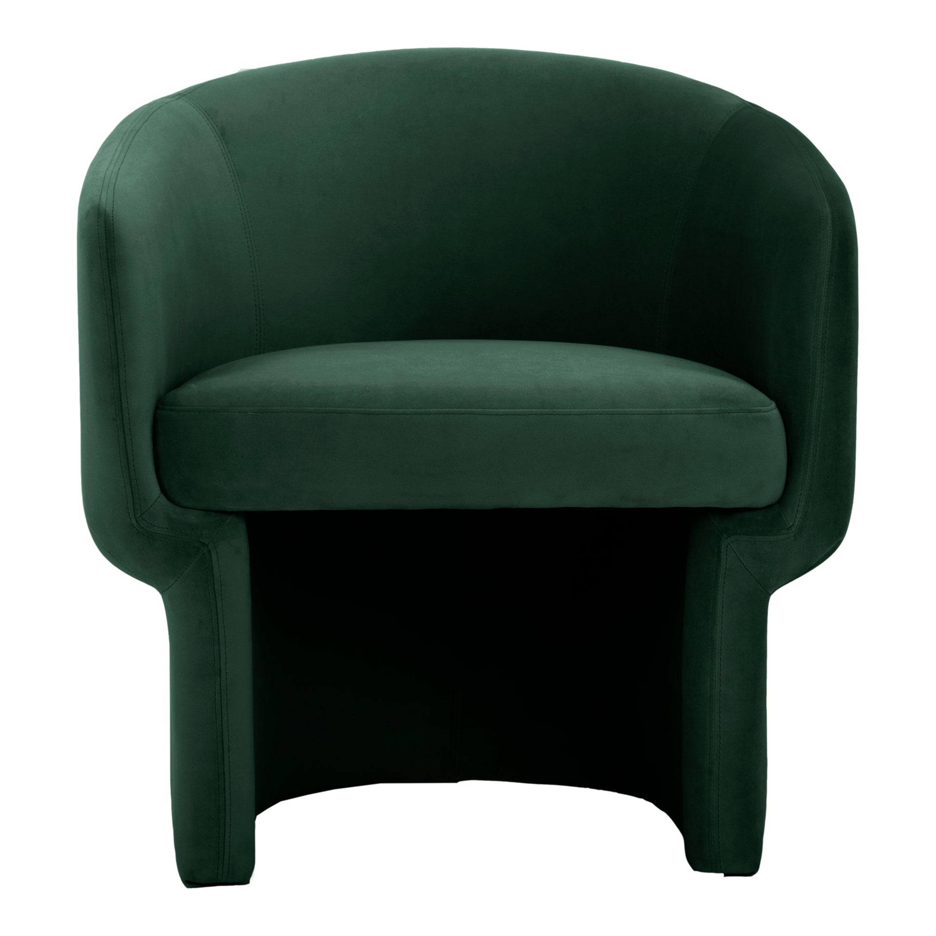 Sylvie Accent Chair, Curved Design, Recycled Polyester Upholstery, Dark Green