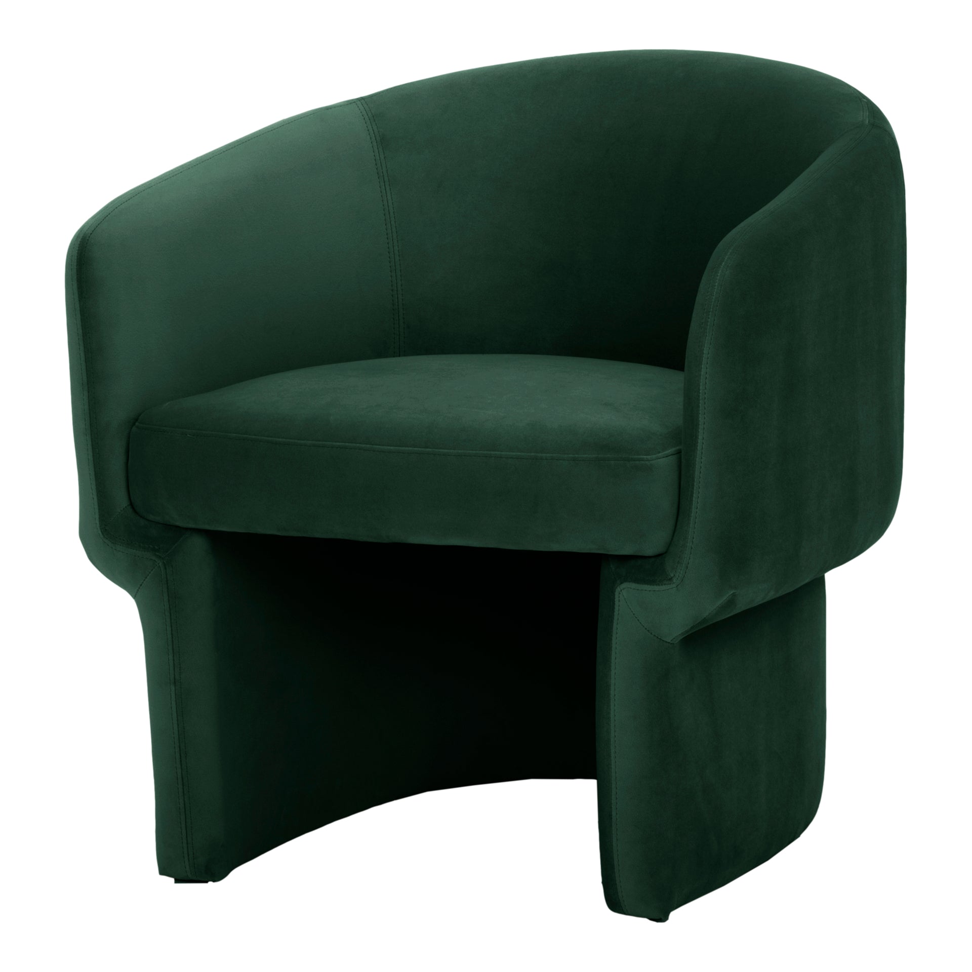 Sylvie Accent Chair, Curved Design, Recycled Polyester Upholstery, Dark Green