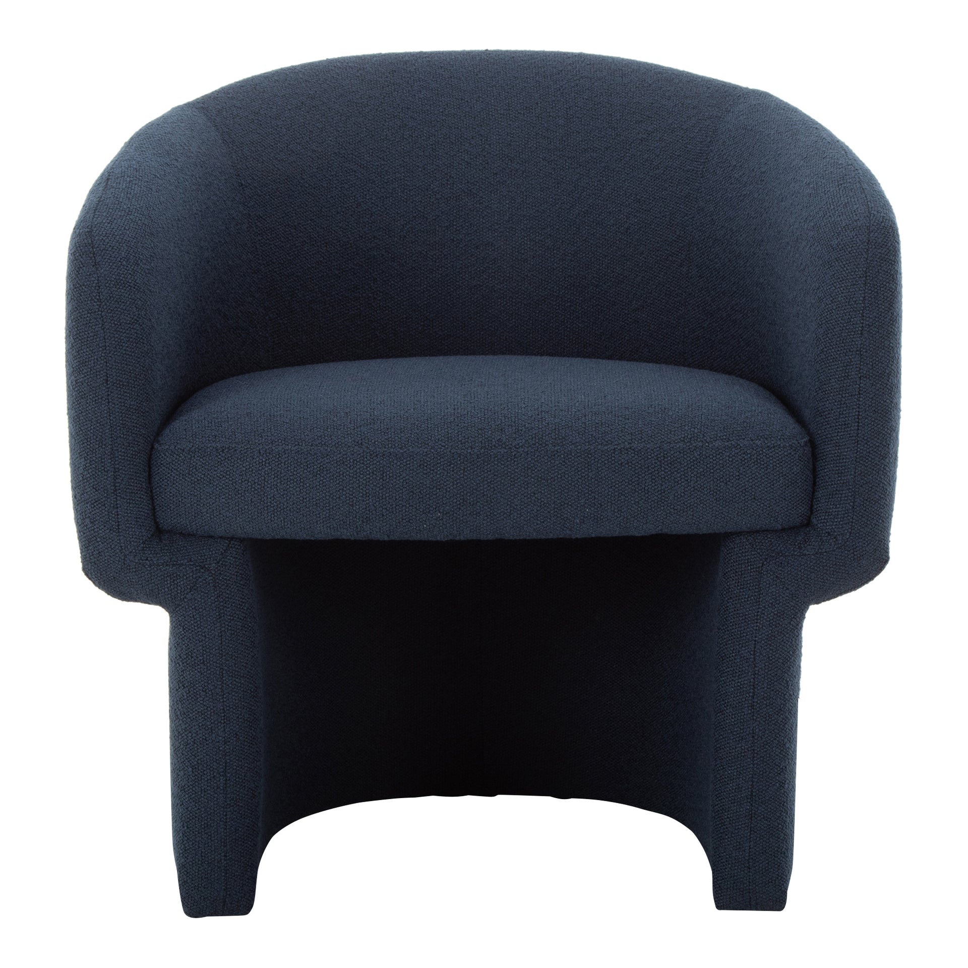 Sylvie Accent Chair, Art Deco Curved Design, Recycled Polyester Upholstery, Dark Indigo