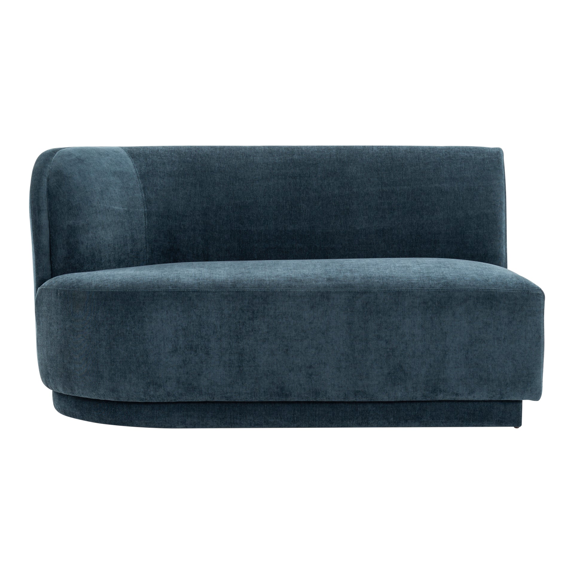 Grant Modular Sofa, Left-Facing Mid-Century Modern Design, Velvety Blue Upholstery
