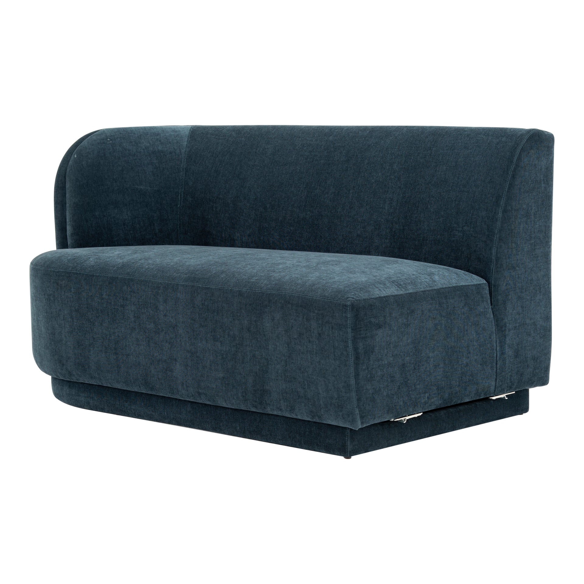Grant Modular Sofa, Left-Facing Mid-Century Modern Design, Velvety Blue Upholstery