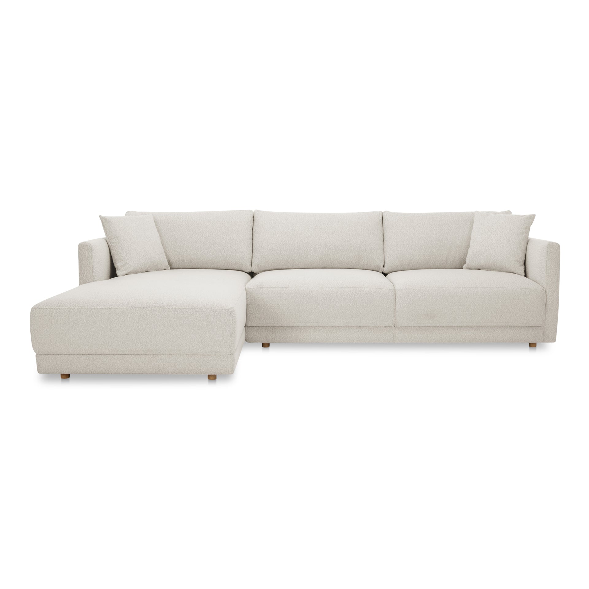 Nyver Left-Facing Sectional Sofa, Recycled Polyester Upholstery, Pine Wood Frame, Foam Seat, 4-Seater, Oyster