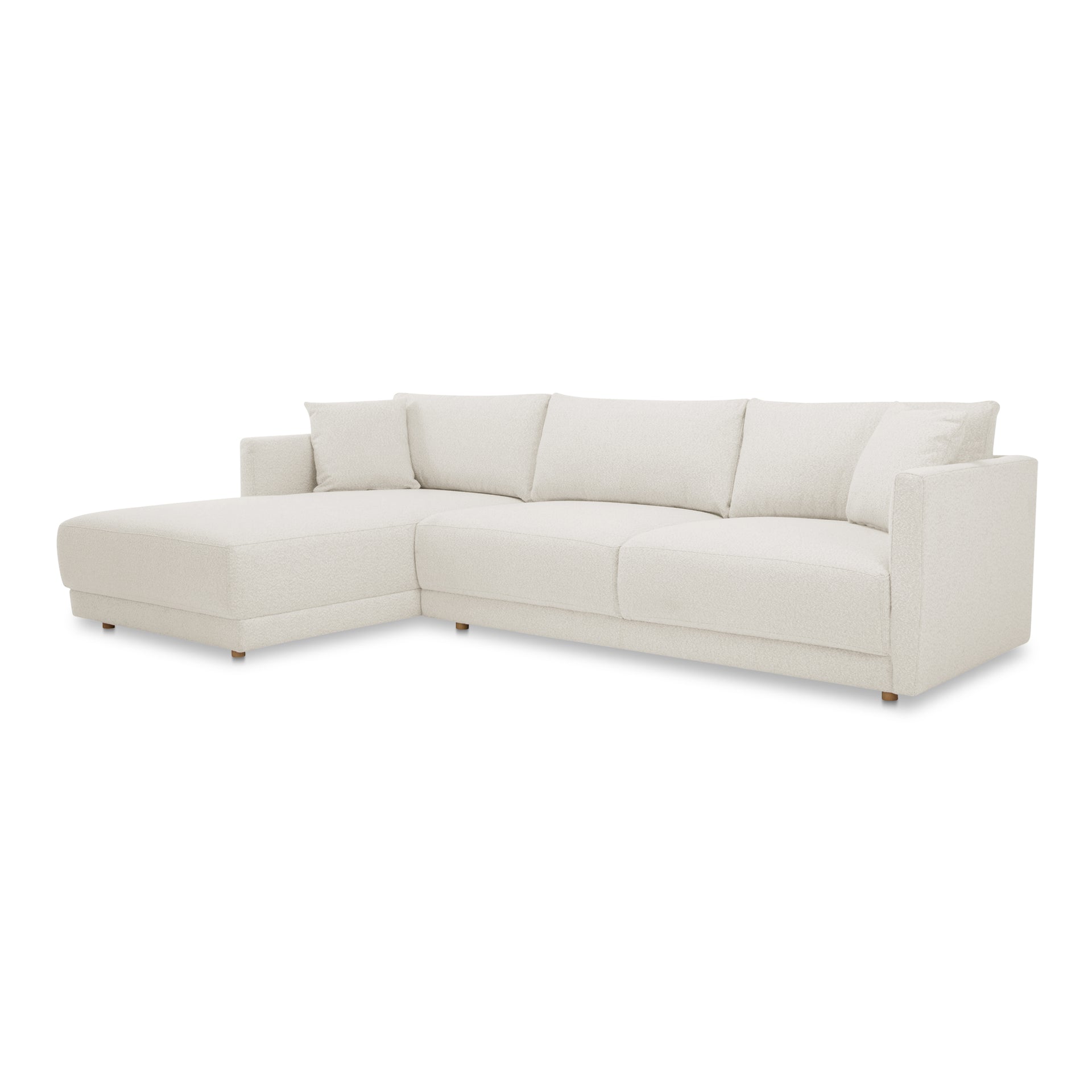 Nyver Left-Facing Sectional Sofa, Recycled Polyester Upholstery, Pine Wood Frame, Foam Seat, 4-Seater, Oyster