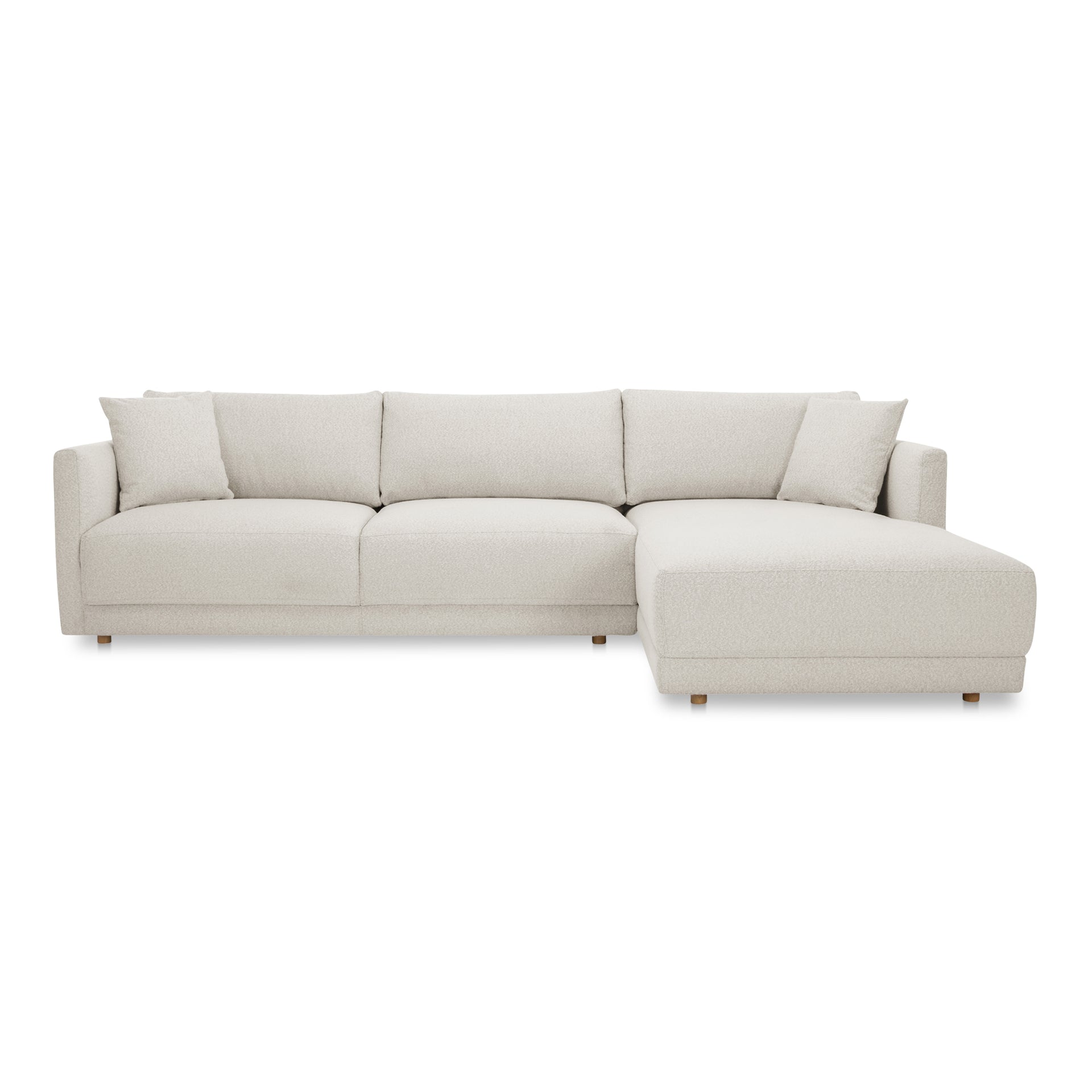 Nyver Right-Facing Sectional Sofa, Recycled Polyester Upholstery, Pine Wood Frame, Foam Seat, 4-Seater, Oyster
