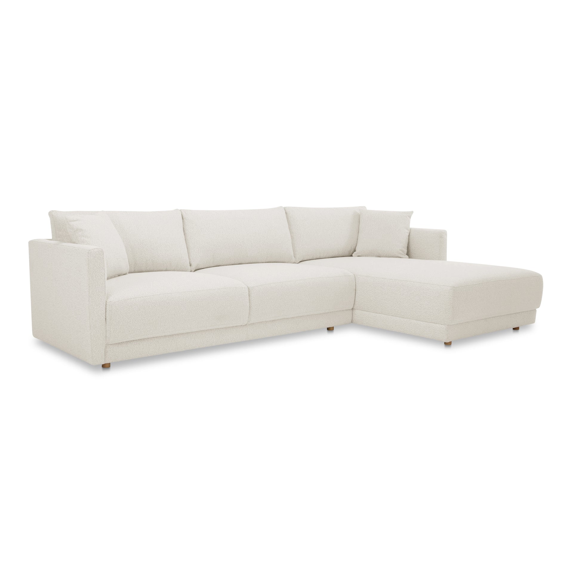 Nyver Right-Facing Sectional Sofa, Recycled Polyester Upholstery, Pine Wood Frame, Foam Seat, 4-Seater, Oyster
