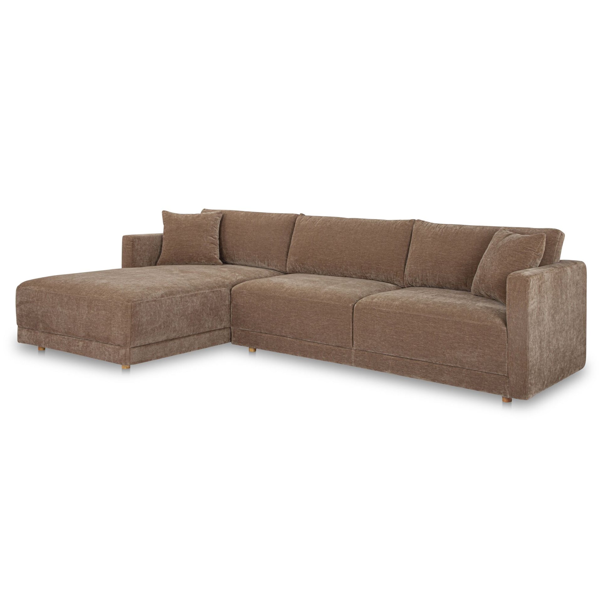 Nyver Sectional, Upholstered Polyester with Solid Wood Frame, Camel