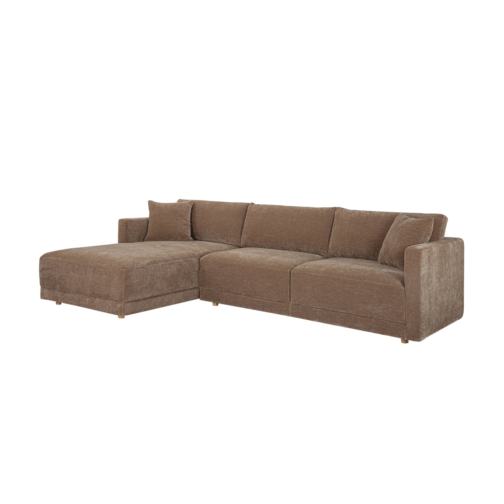 Nyver Sectional, Upholstered Polyester with Solid Wood Frame, Camel