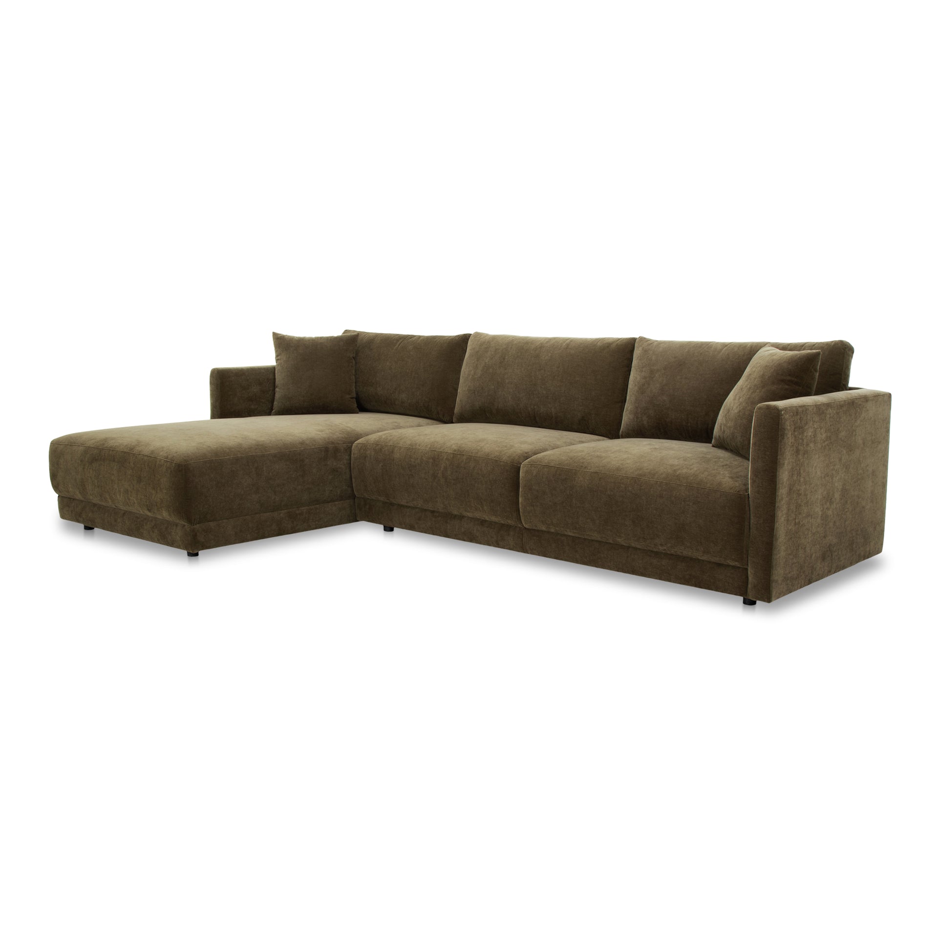 Nyver Left-Facing Sectional Sofa, Recycled Polyester Upholstery, Pine Wood Frame, Foam Seat, Seats 4, Heritage Green