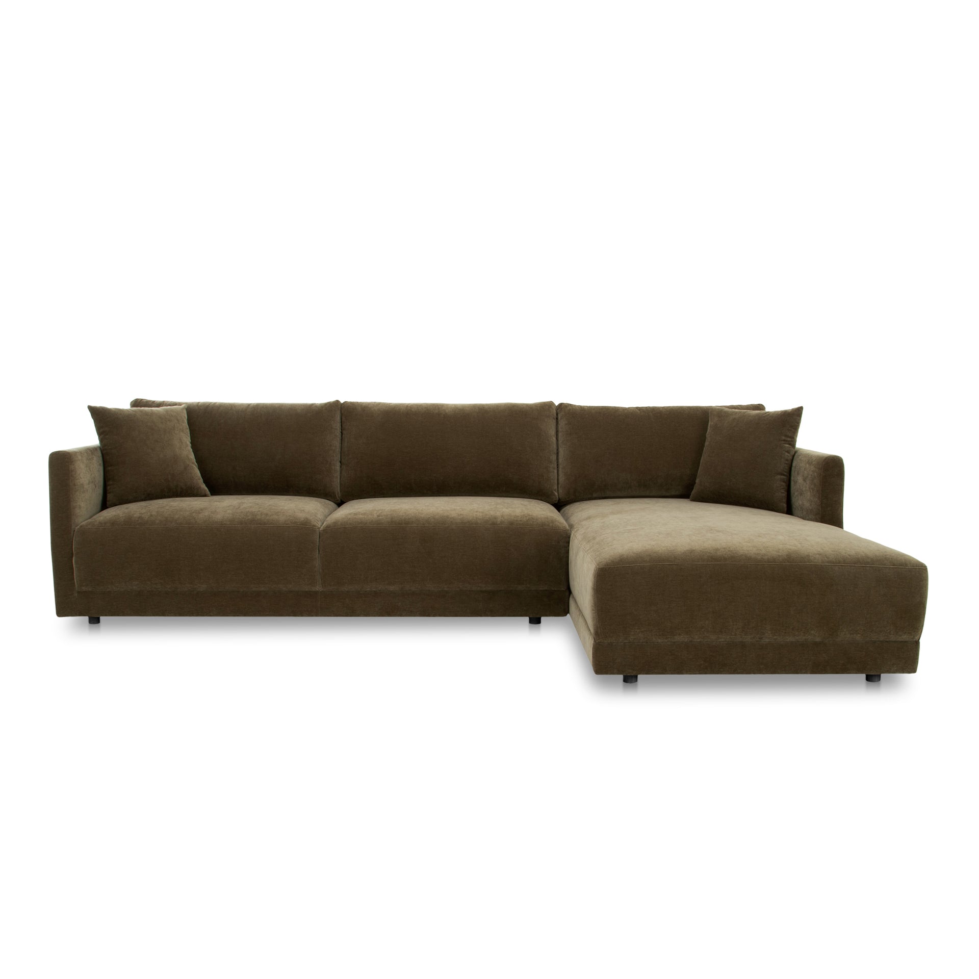 Nyver Right-Facing Sectional Sofa, Recycled Polyester Upholstery, Pine Wood Frame, Foam Seat, Seats 4, Heritage Green