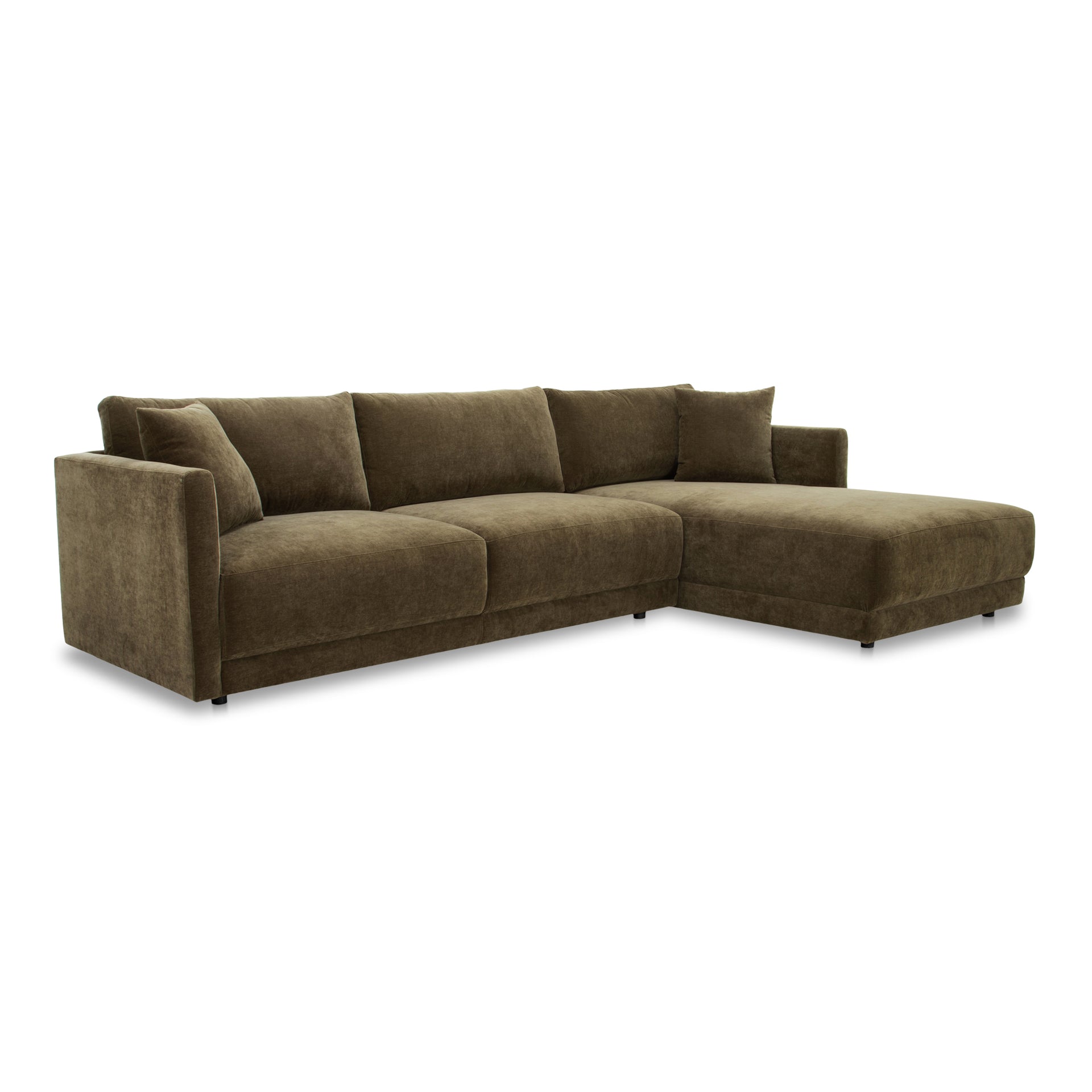 Nyver Right-Facing Sectional Sofa, Recycled Polyester Upholstery, Pine Wood Frame, Foam Seat, Seats 4, Heritage Green