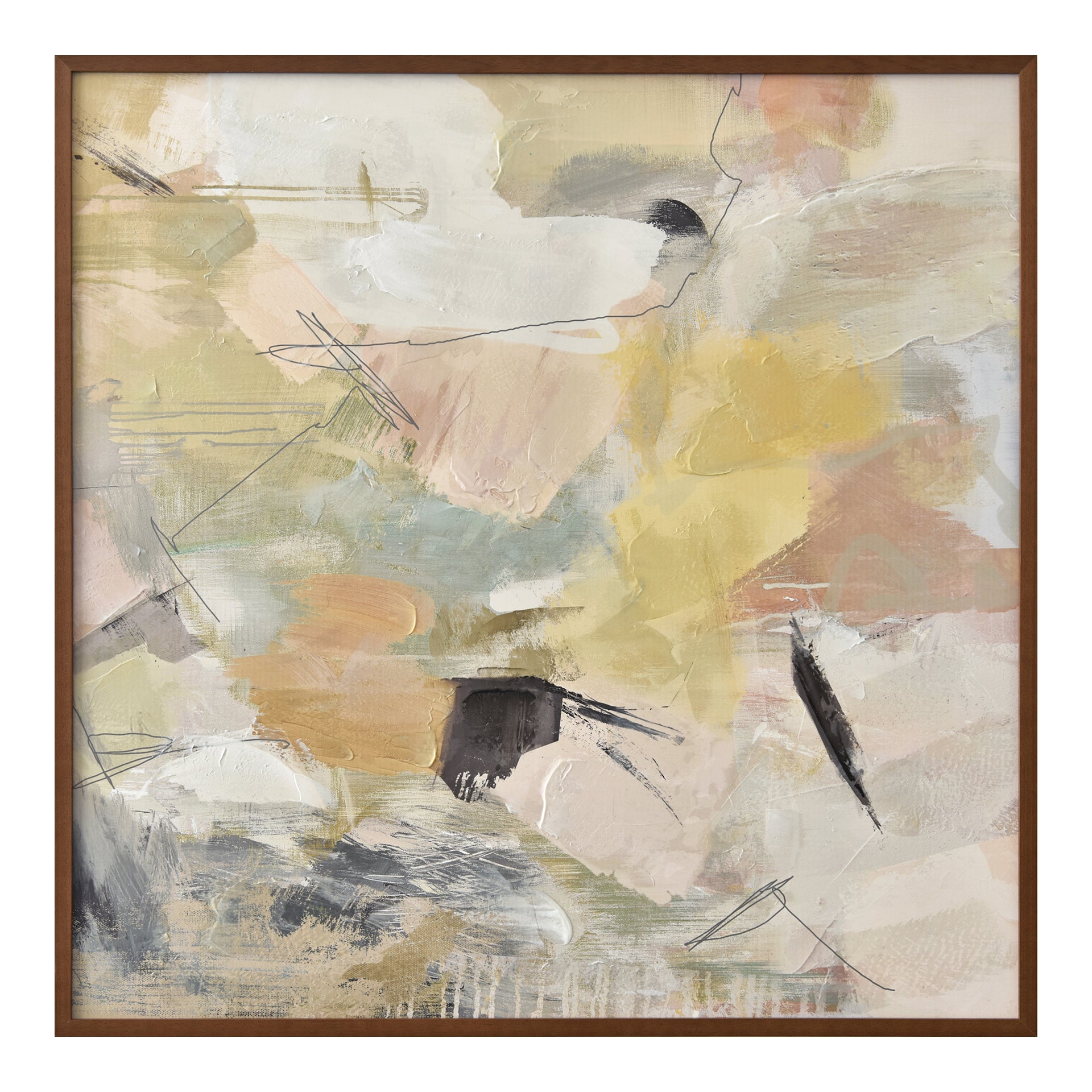 Lucky - Tranquil Abstract Framed Painting with Soft Pastel Tones