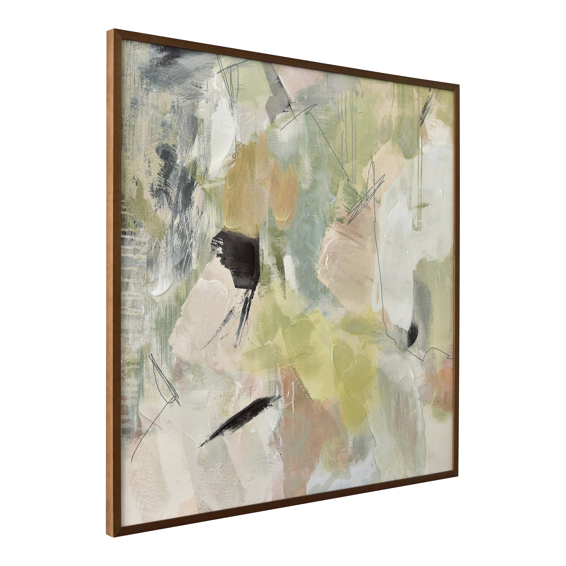 Lucky - Tranquil Abstract Framed Painting with Soft Pastel Tones
