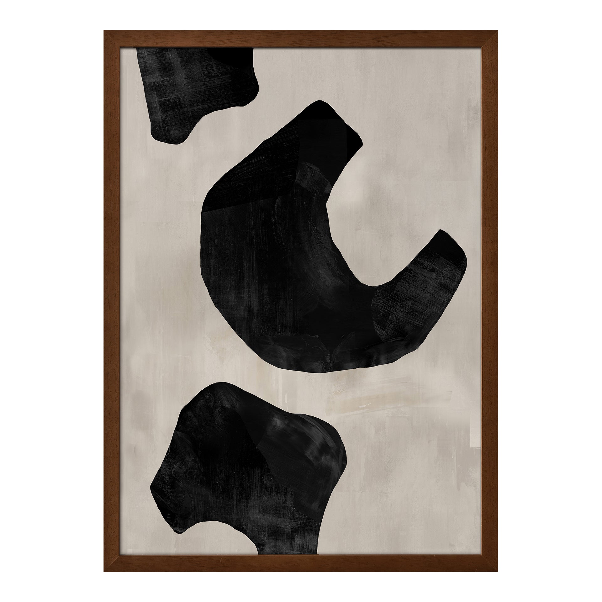 Stephan - Graphic Abstract Framed Painting with Warm Grey Backdrop