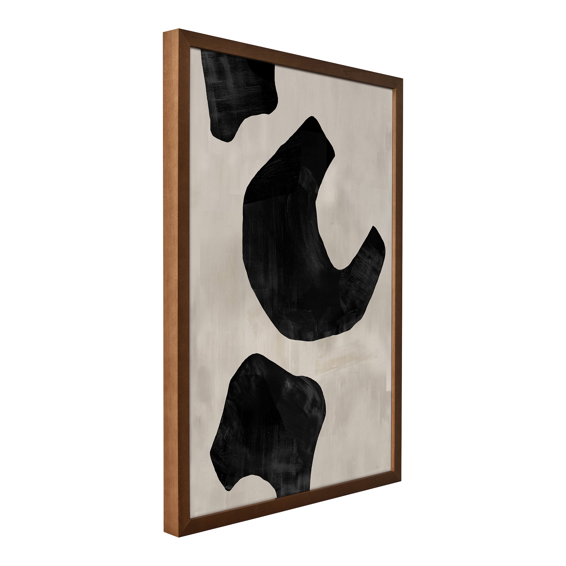 Stephan - Graphic Abstract Framed Painting with Warm Grey Backdrop