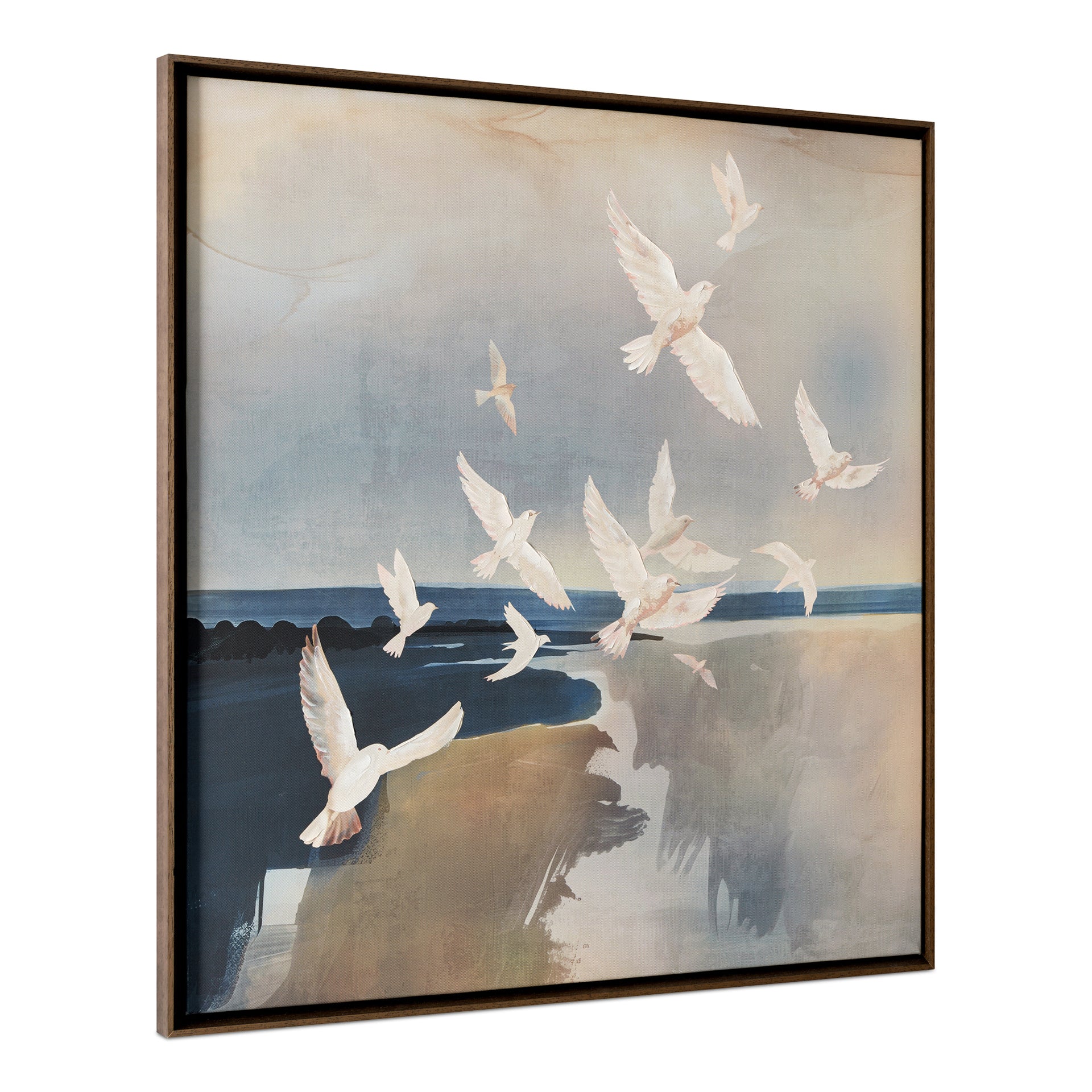 Lysander Framed Painting, Abstract Birds in Flight with Solid Wood Frame