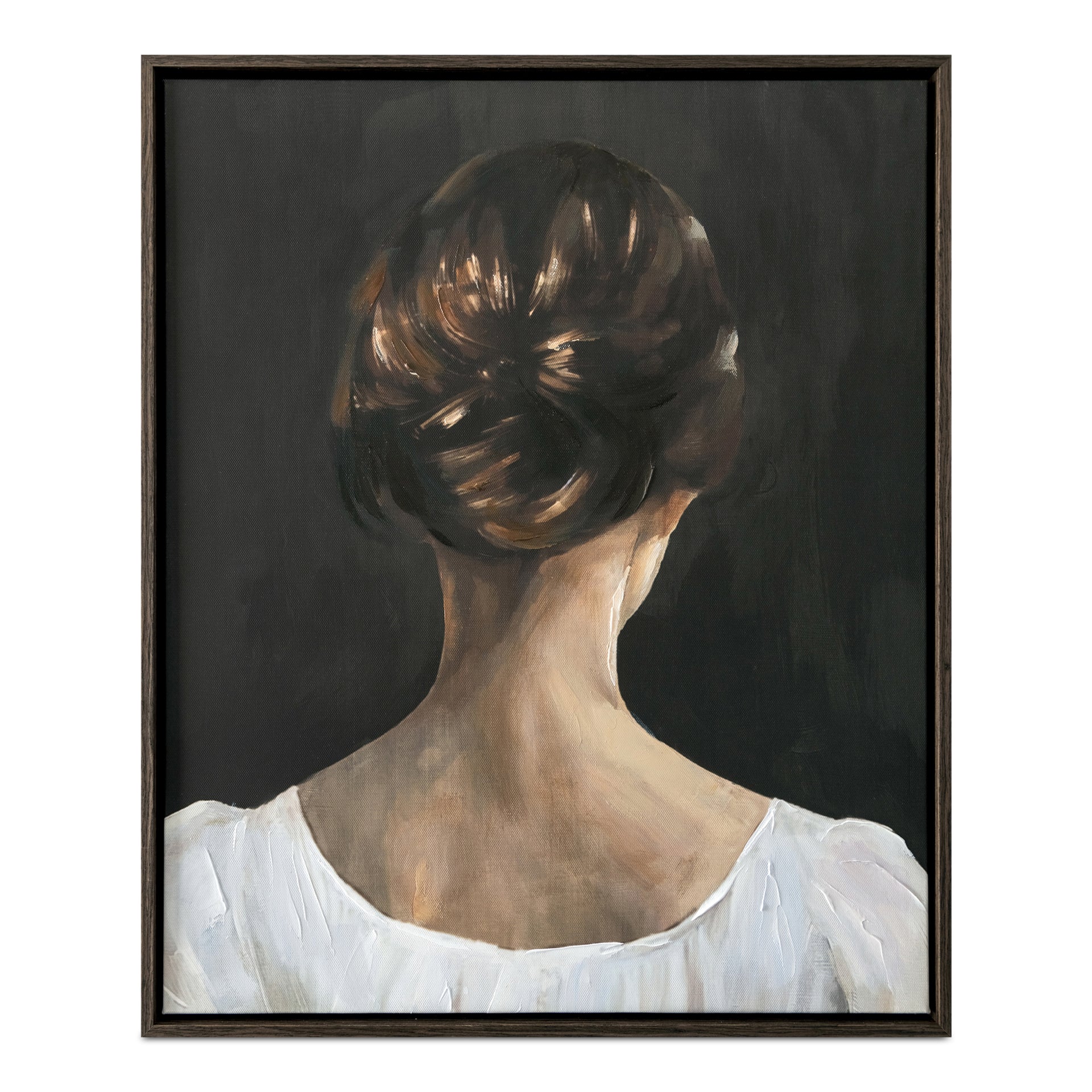 Rivena Framed Painting, Courageous Woman Acrylic on Canvas with Solid Dark Wood Frame