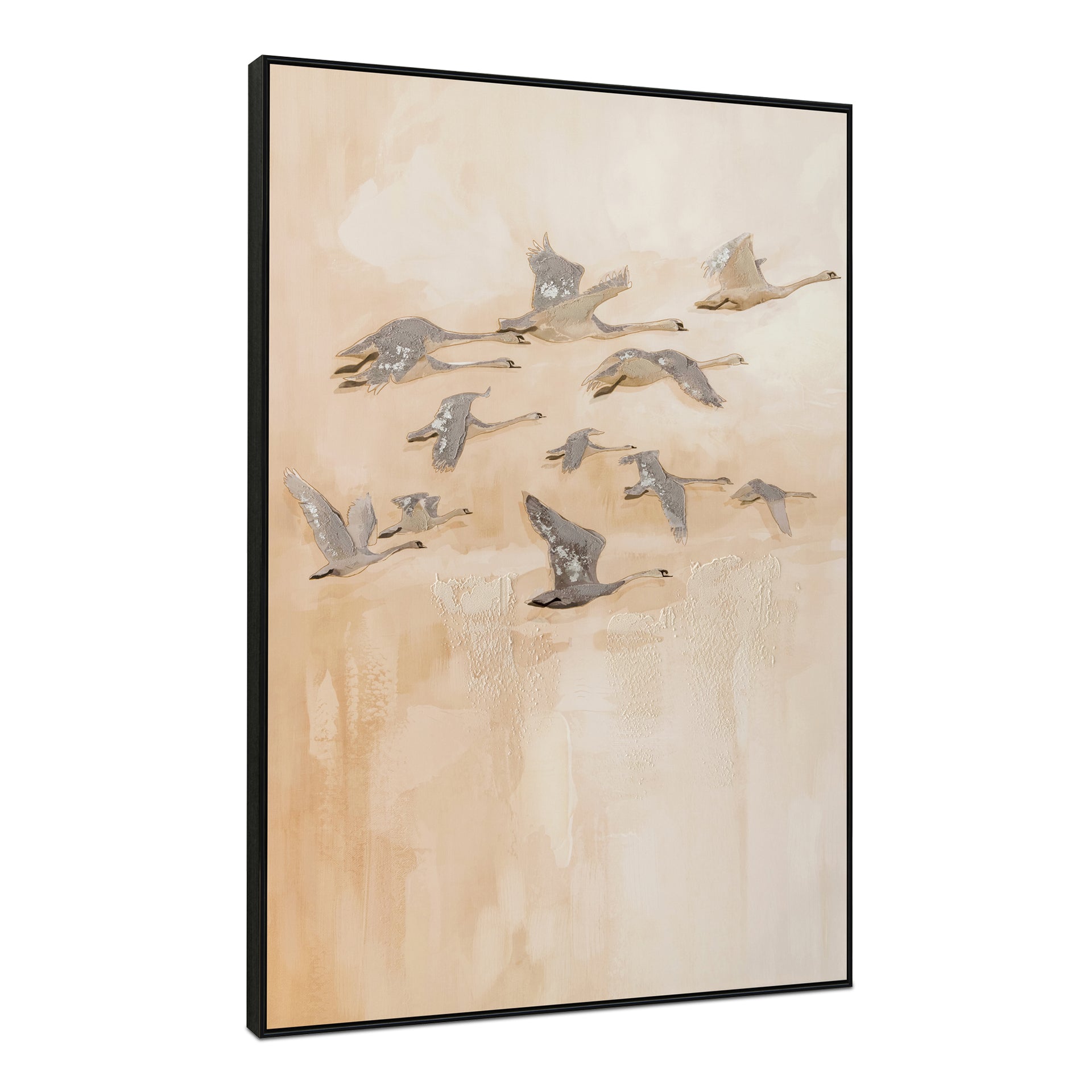 Avenelle Framed Painting, Textured Birds Acrylic on Canvas with Solid Wood Frame